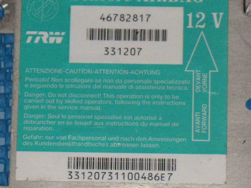 Ecu air bag fiat seicento 1998 - 2010 TRW 46782817 331207