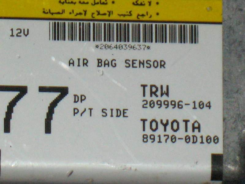 TOYOTA YARIS Mk1 Airbag Ecu TRW209996-104 1999 2006