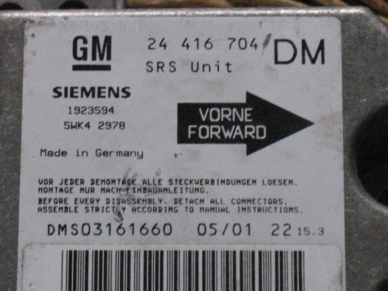 Airbag opel zafira astra g siemens 5wk42978 24416704dm 1923594