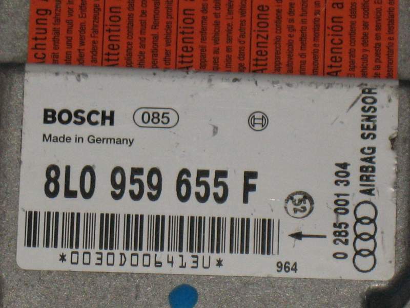 ECU AIRBAG MODULO SENSORE Audi A3 8L0959655F Bosch 0285001304
