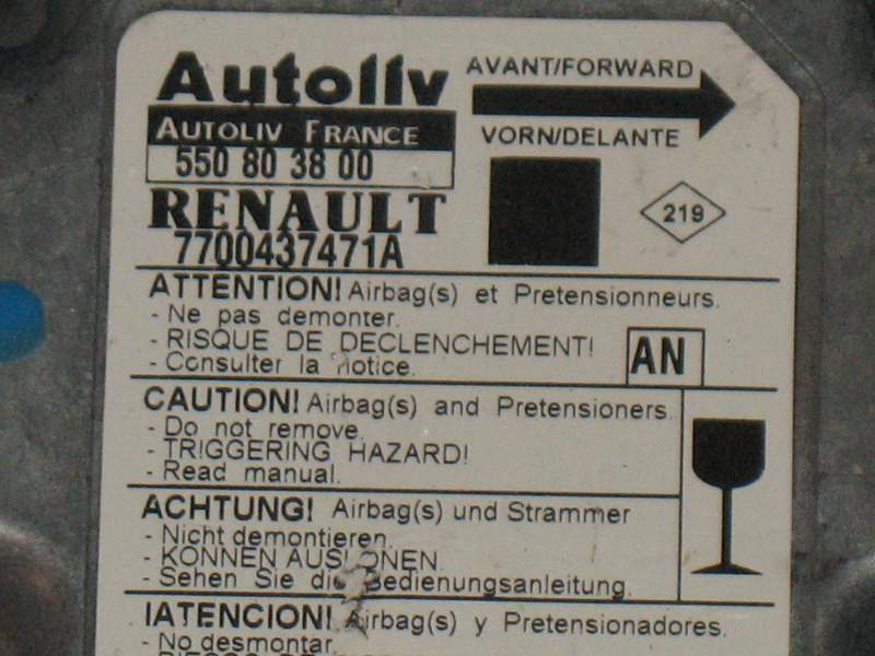 Ecu airbag renault scenic i 7700437471a autoliv 550803800