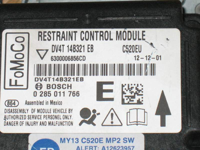 ECU FORD KUGA AIRBAG DV4T14B321EB 6300002012CD 0285011766 E