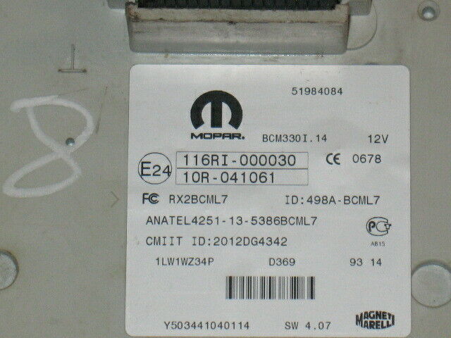 BODY REM FIAT 500L (199) 1.3 51984084 BCM330I.14 116RI-000030