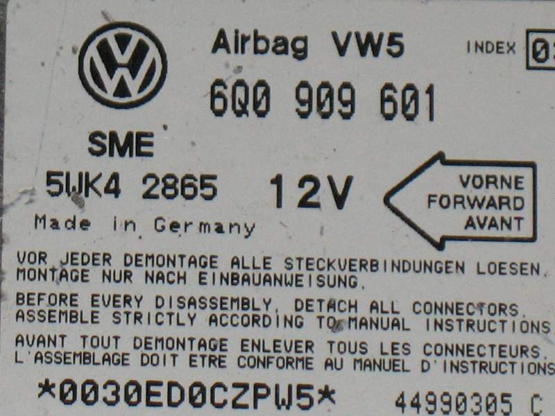 Ecu airbag vw5 volkswagen lupo polo 6q0909601 sme 5wk4 2865