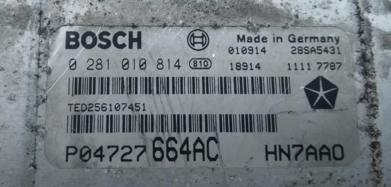 KIT ECU CHRYSLER VOYAGER 2.5 0281010814 P04727664AD HN7AAO