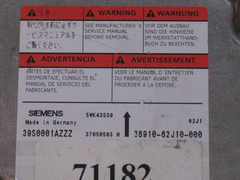 Suzuki Swift 2008 airbag 95160 38910-62J12-000 Siemens 5WK43539