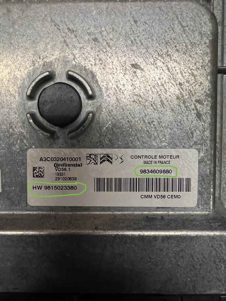 ECU peugeot 3008 VD56.1 9834609880 A2C0320410001 HW9815023380