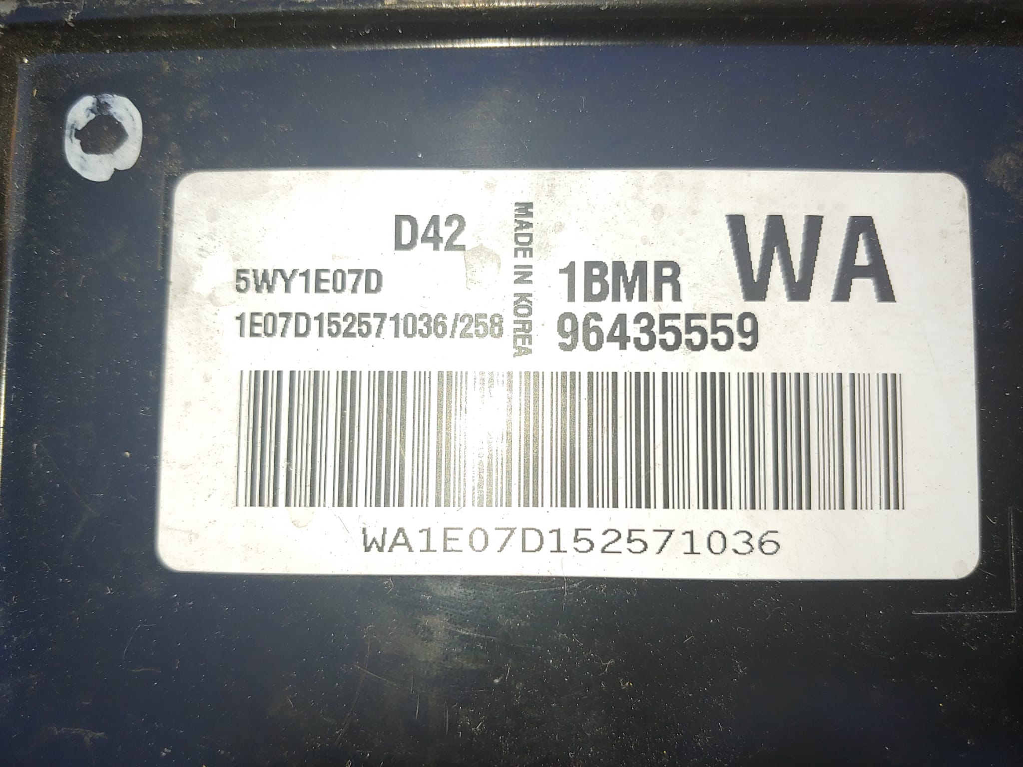 ECU 5WY1E07G D42 Chevrolet Aveo 1.2 KALOS 96435559 WA 1BMR