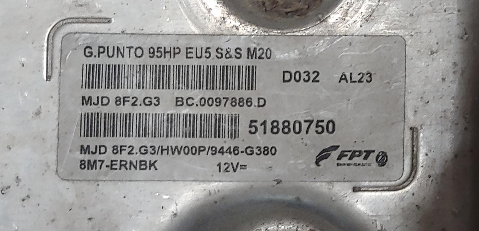 Fiat PUNTO ECU 51880750 MJD 8f2.g3 MJD8F2G3 95hp Diesel ECM Computer