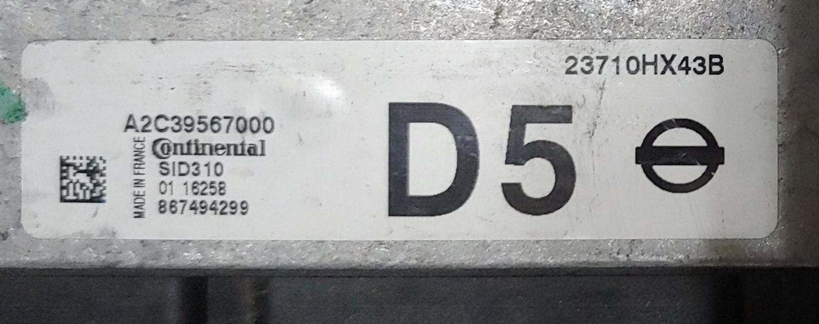 ECU NISSAN QASHQAI (J10) [2006-2013] 1.5DCI 23710HX43B A2C39567000 SID310