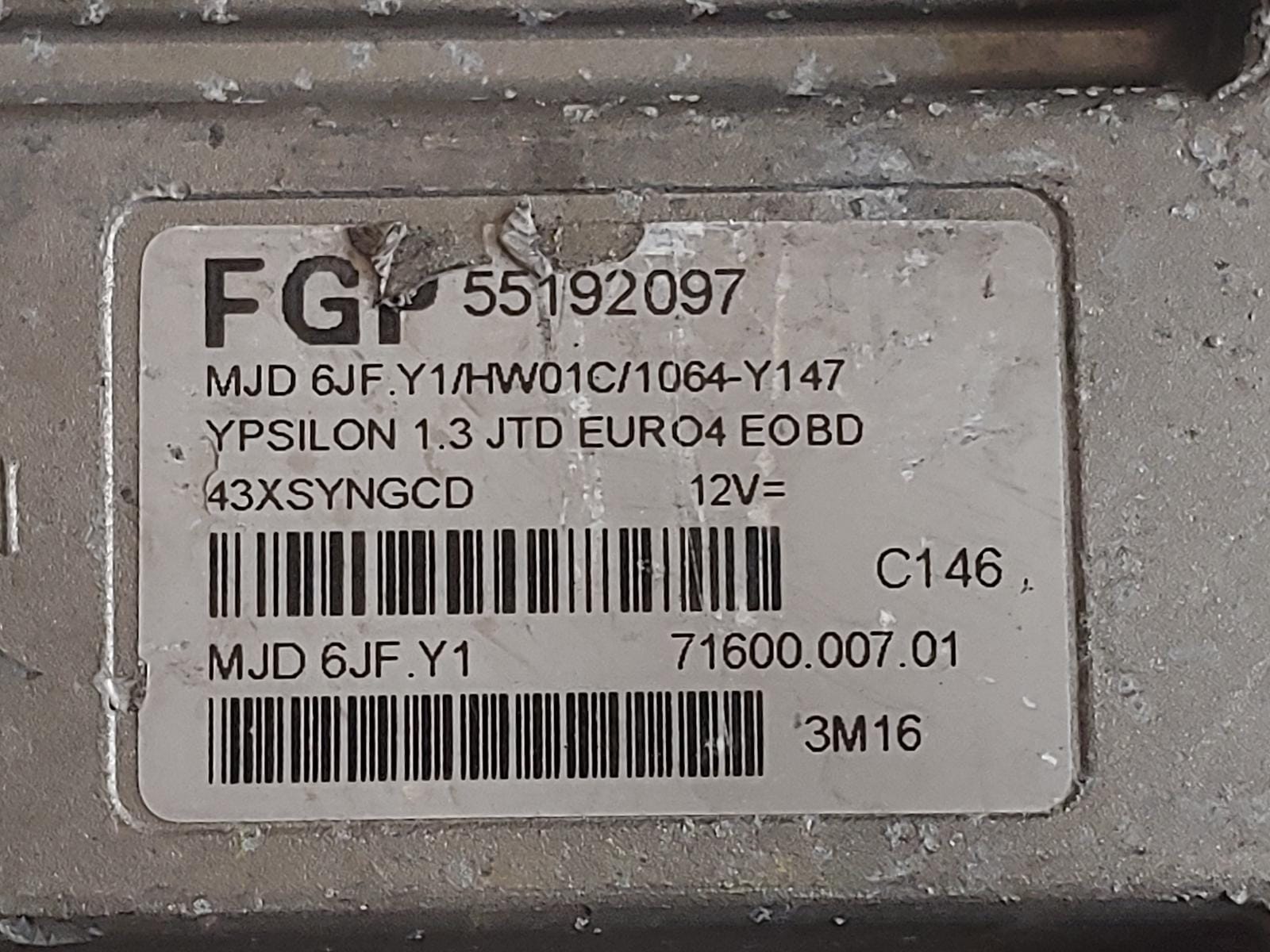 ECU MJD6JF.Y1 LANCIA YPSILON TE 1.3 16V 51kw 55192097 2003 2006