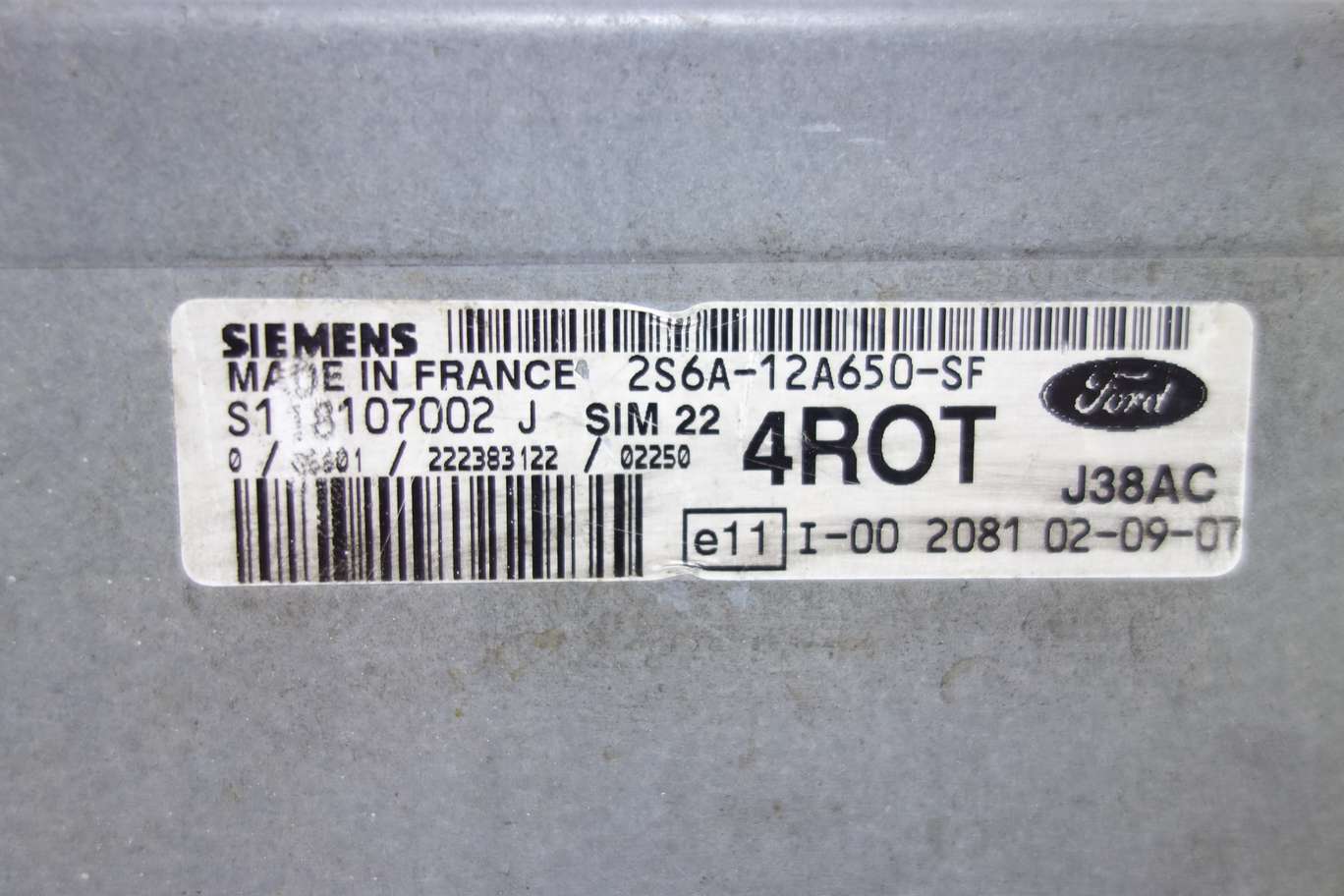 Ecu FIESTA FUSION 1.4 2S6A12A650SF 4ROT SIM 22 S118107002 J