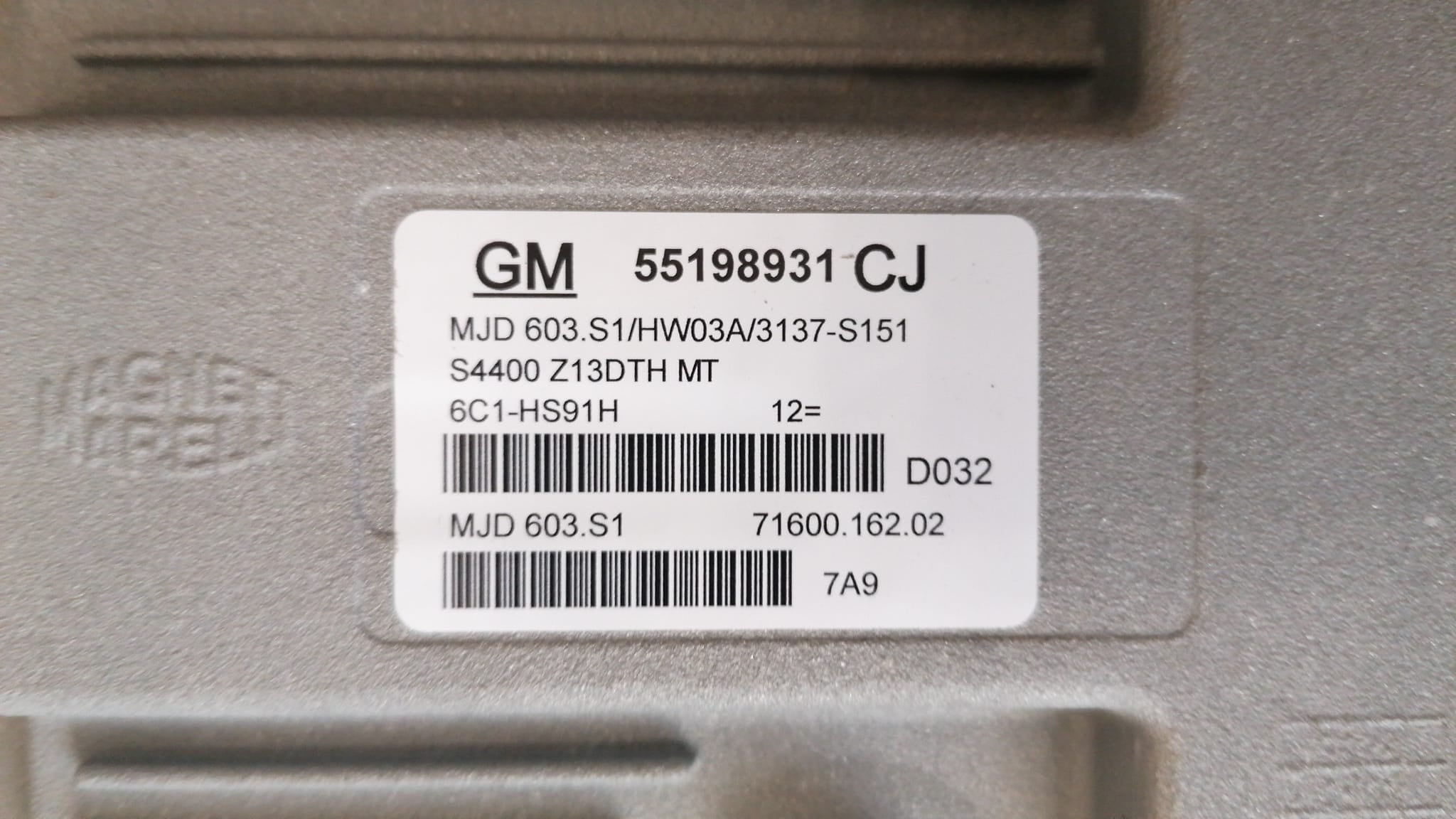 ECU CENTRALINA OPEL CORSA D 1.3 55198931 CJ HW03A MJD 603.S1