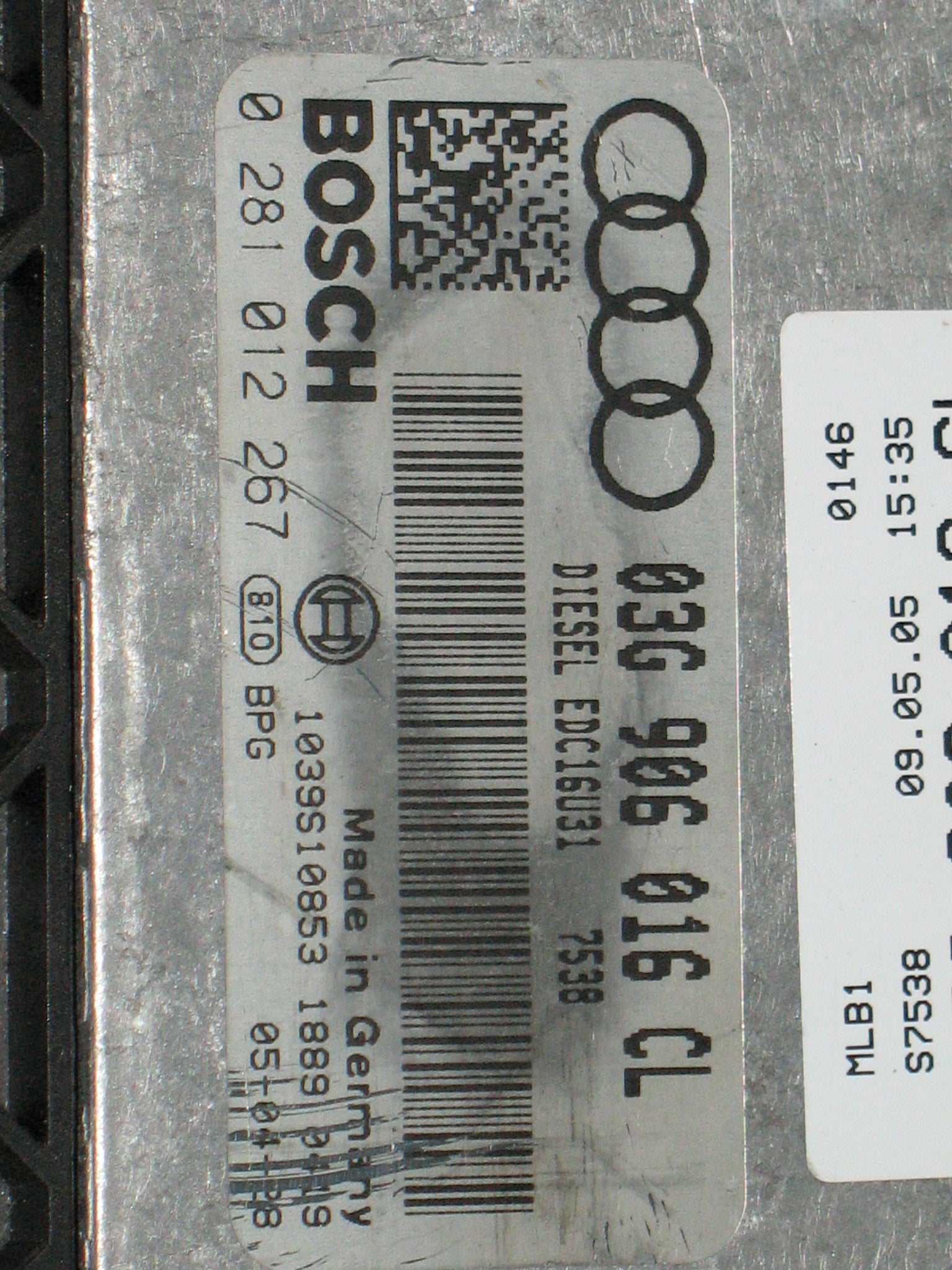 ECU AUDI A4 2.0 TDI 03G906016CL BOSCH 0281012267 EDC16U31