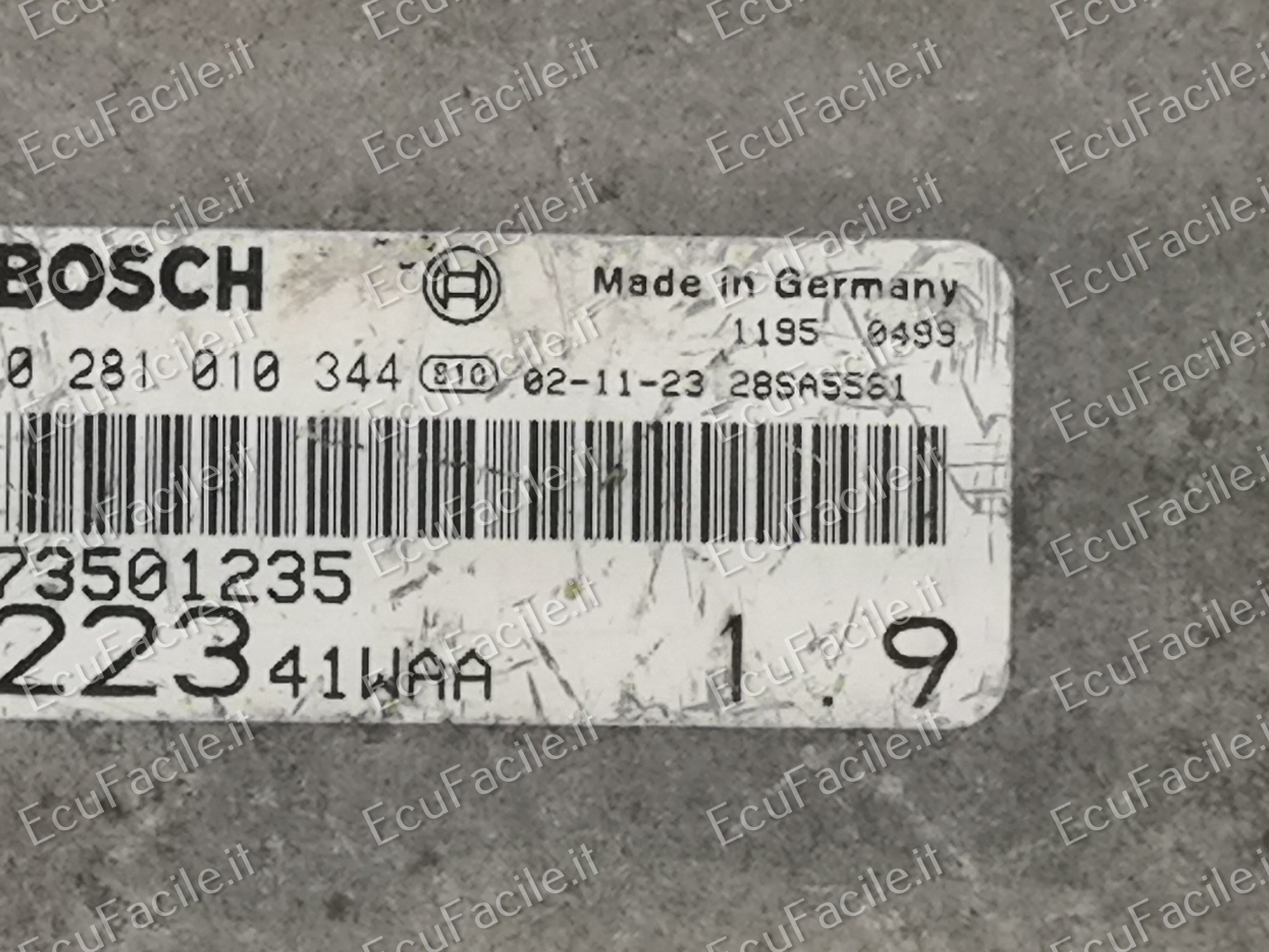 ECU FIAT DOBLO 1.9 JTD EDC15C7 0281010344 73501235 22341WAA