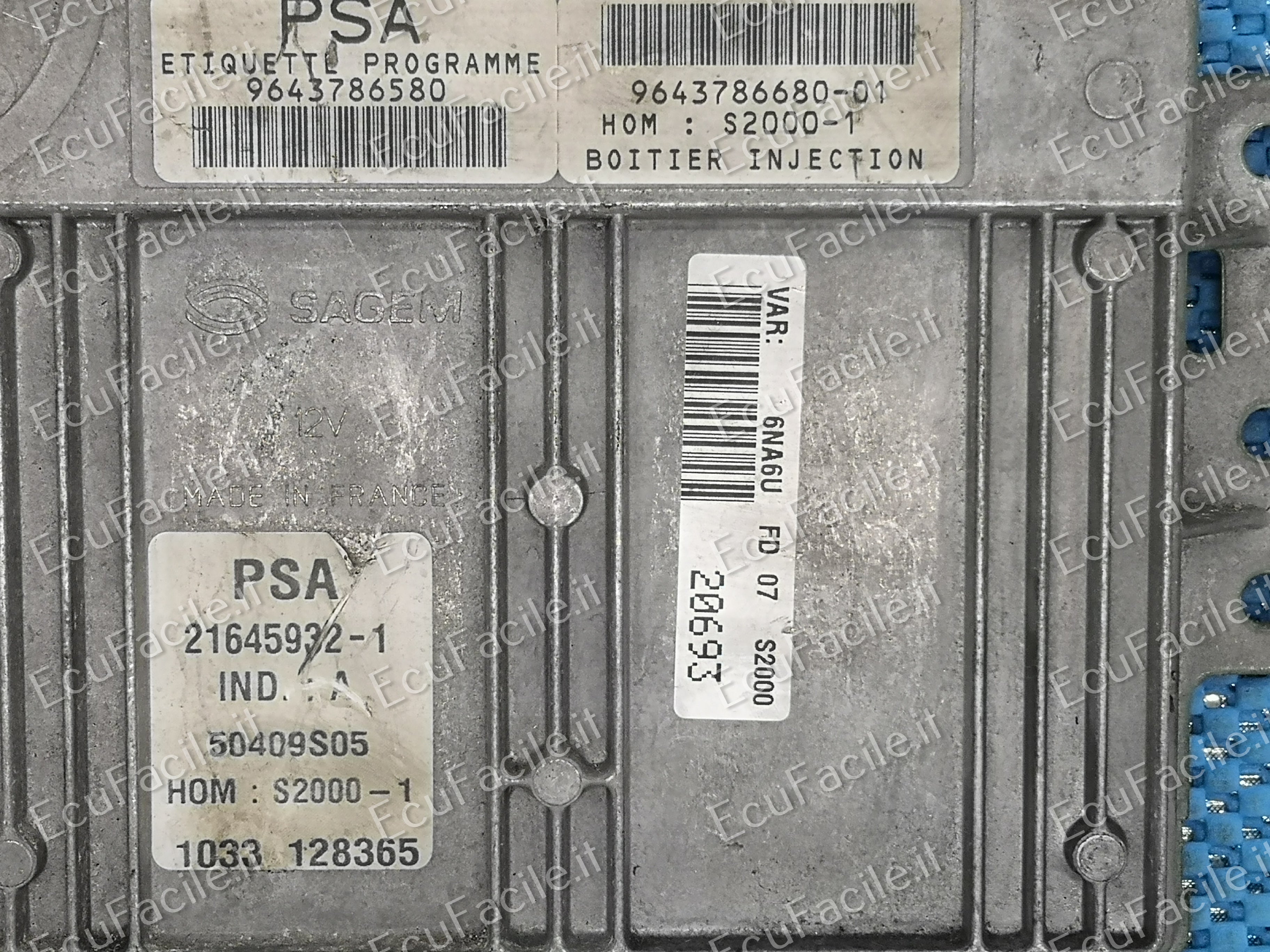 ECU CITROEN 1.8 16V 9643786580 9643786680-1 HOMS2000-1-1