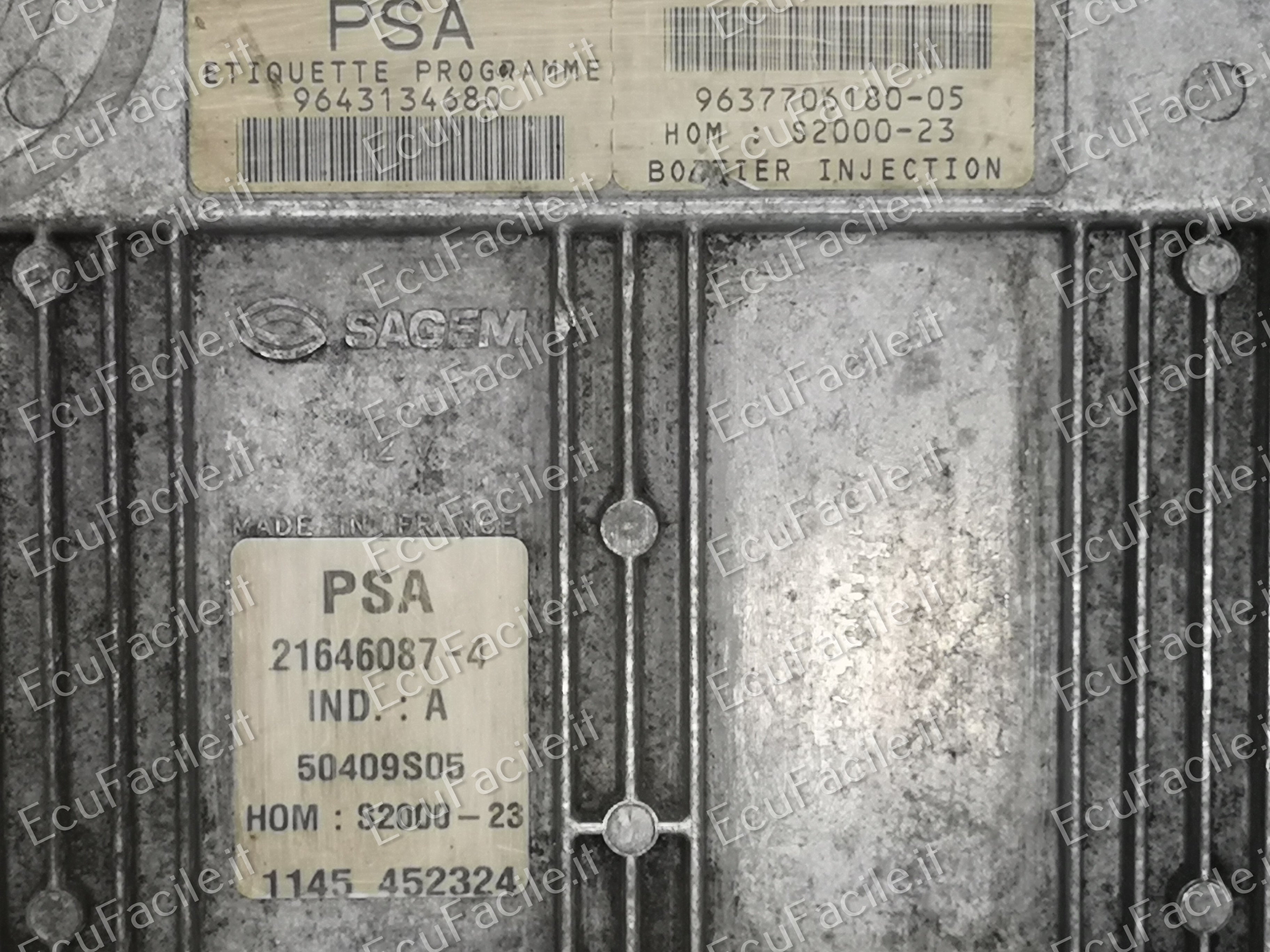 ECU PEUGEOT 206 1.4 SAGEM 216460874 9643134680 963770618005 S2000-23