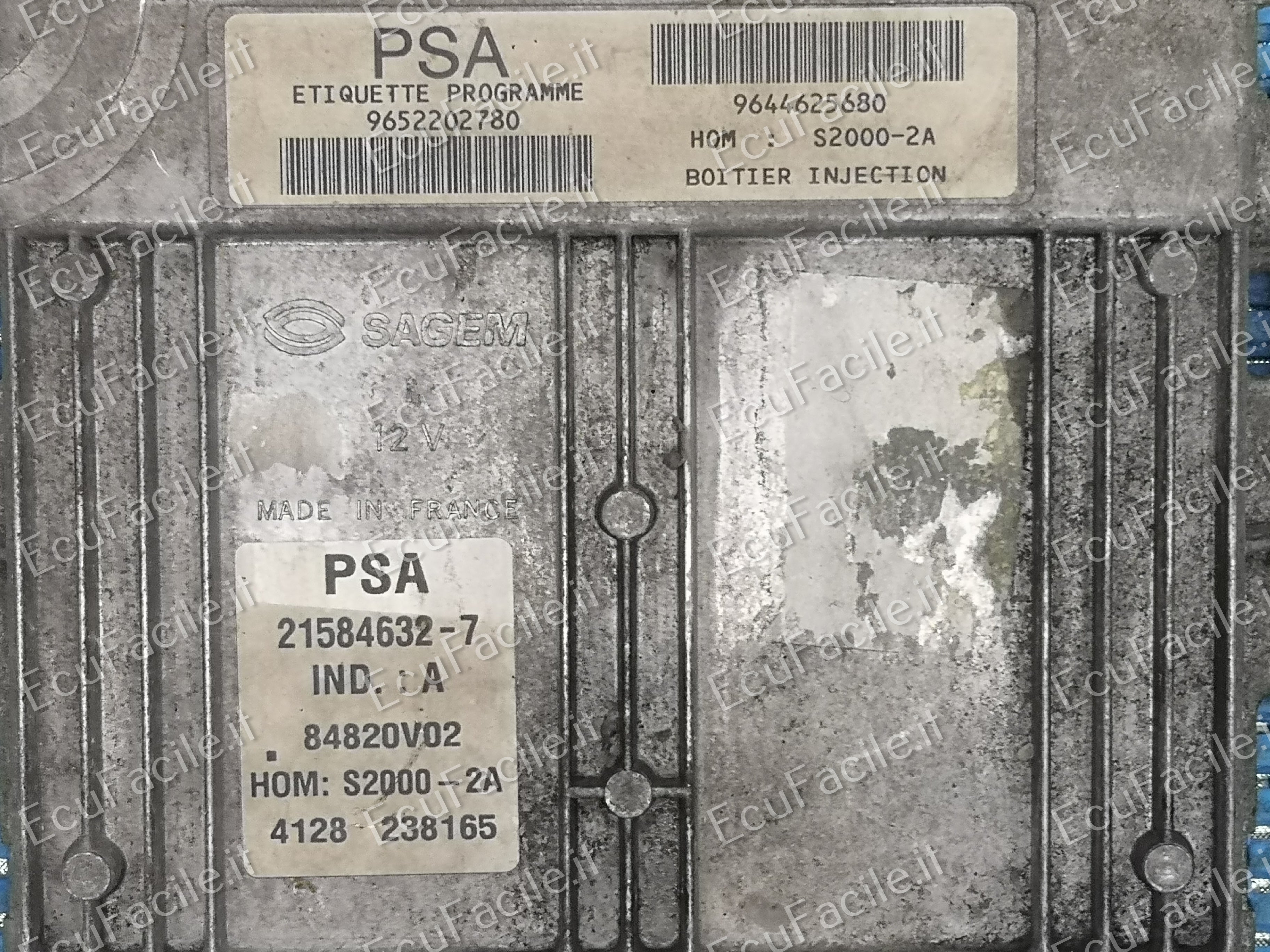 ECU PEUGEOT 206 1.4 9652202780 9644625680 21584632-7 84820V02