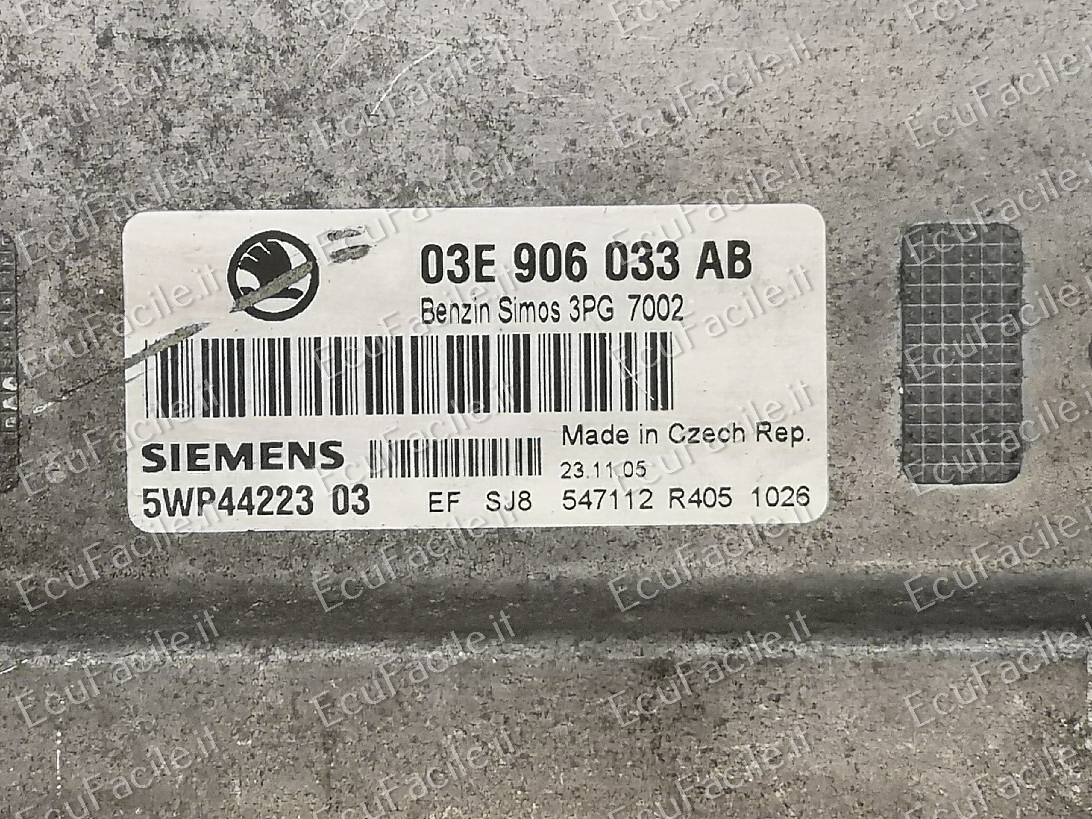 ECU SKODA FABIA 1.2 03E906033AB 5WP4422303 SIMOS 3PG PRONTA