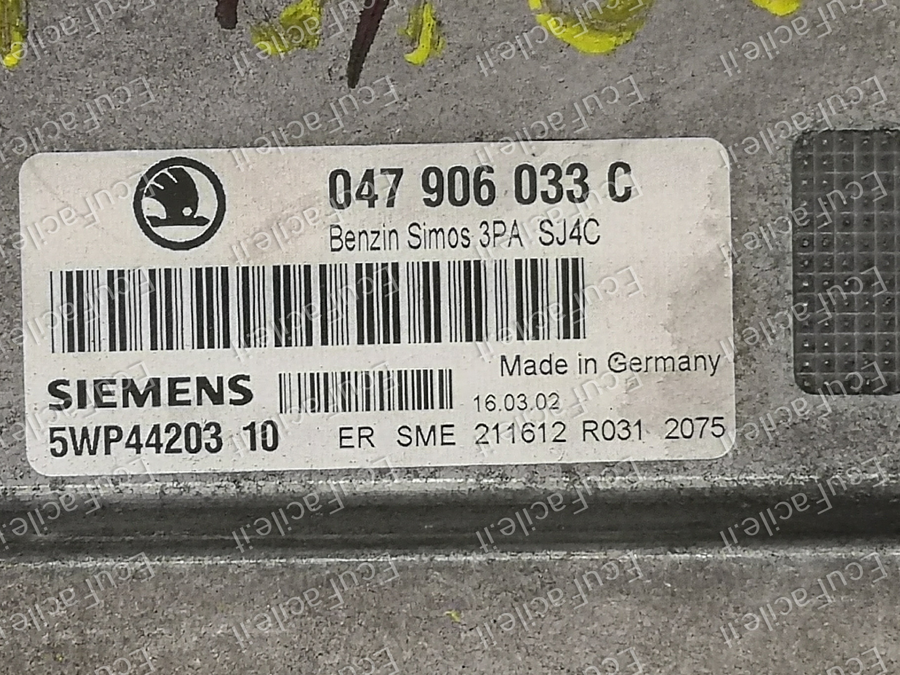 ECU SKODA FABIA 1.4 047906033C 5WP4420310 SIMOS 3PA PRONTA