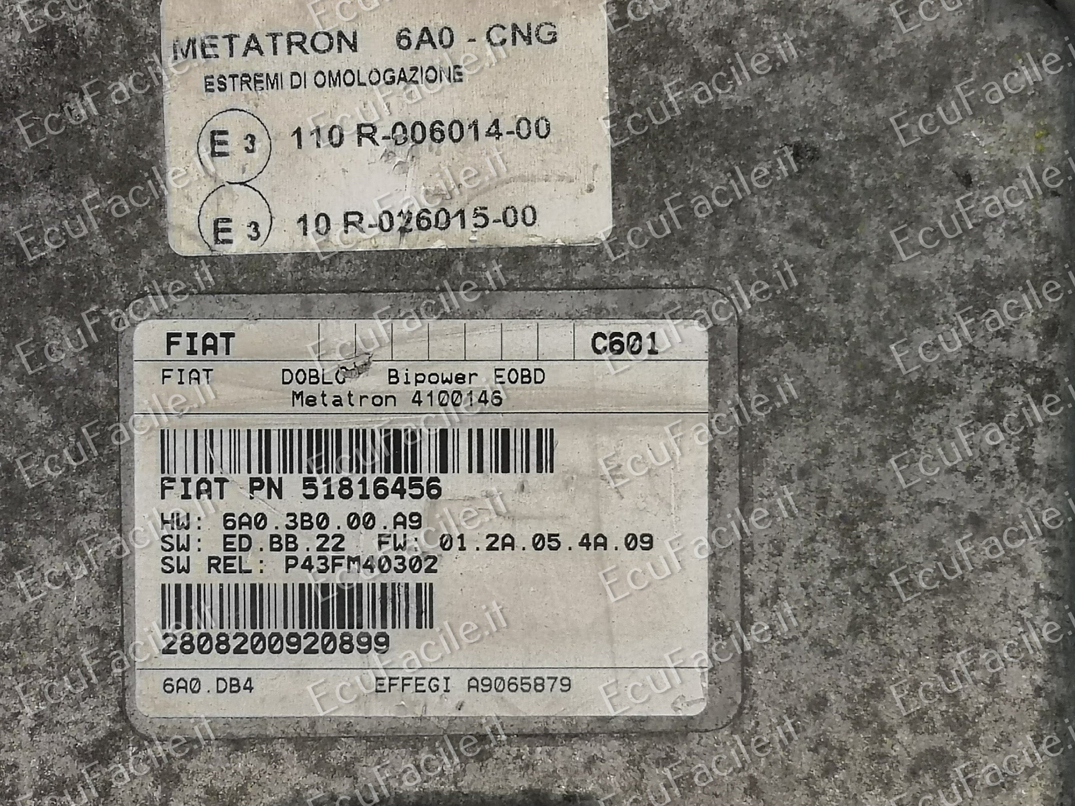 Ecu doblo 1.6 naturalpower bipower 51816456 metatron 4100146