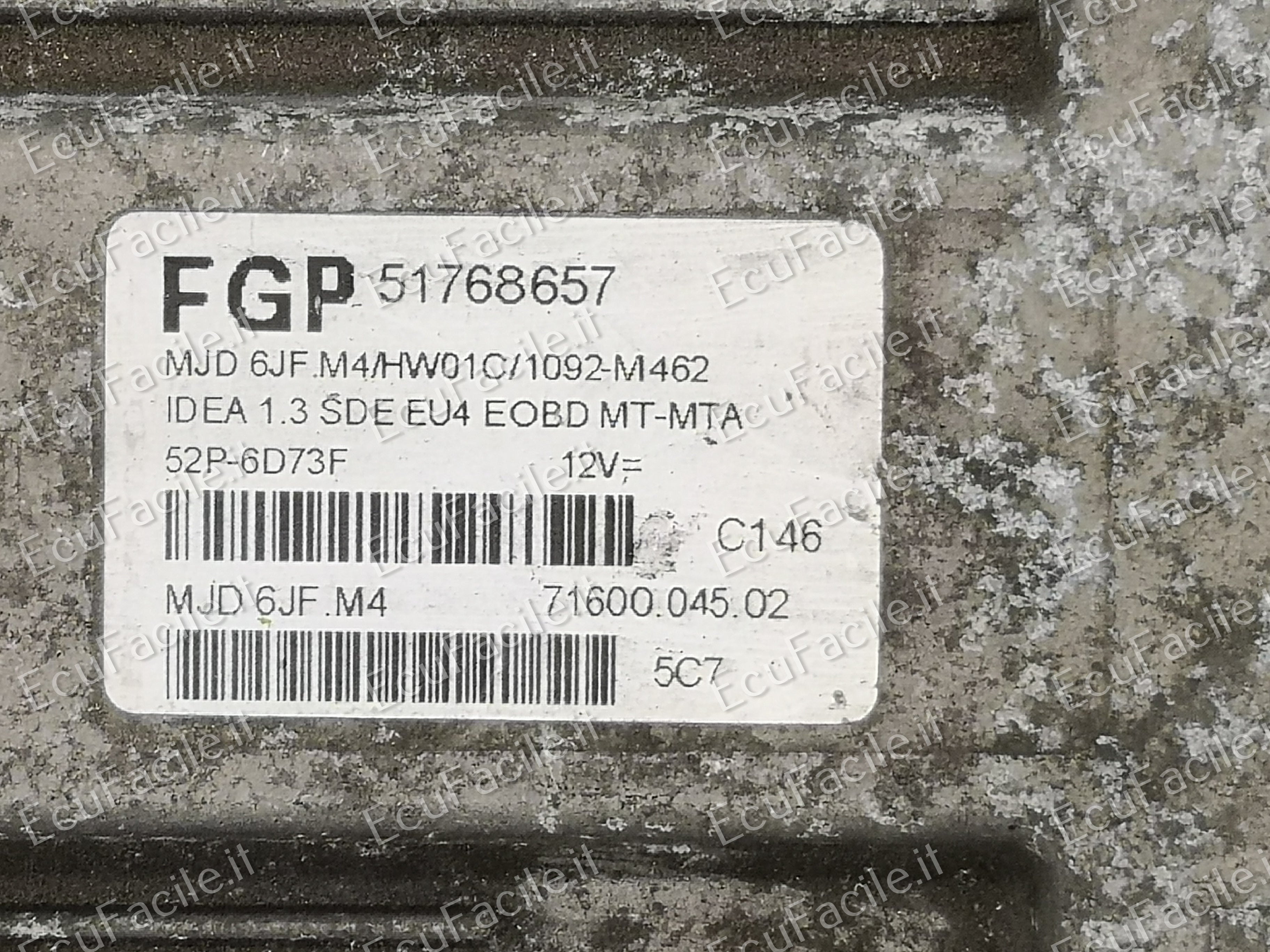 ECU FIAT IDEA 1.3 51768657 MJD 6JF.M4 HW01C IMMOFF