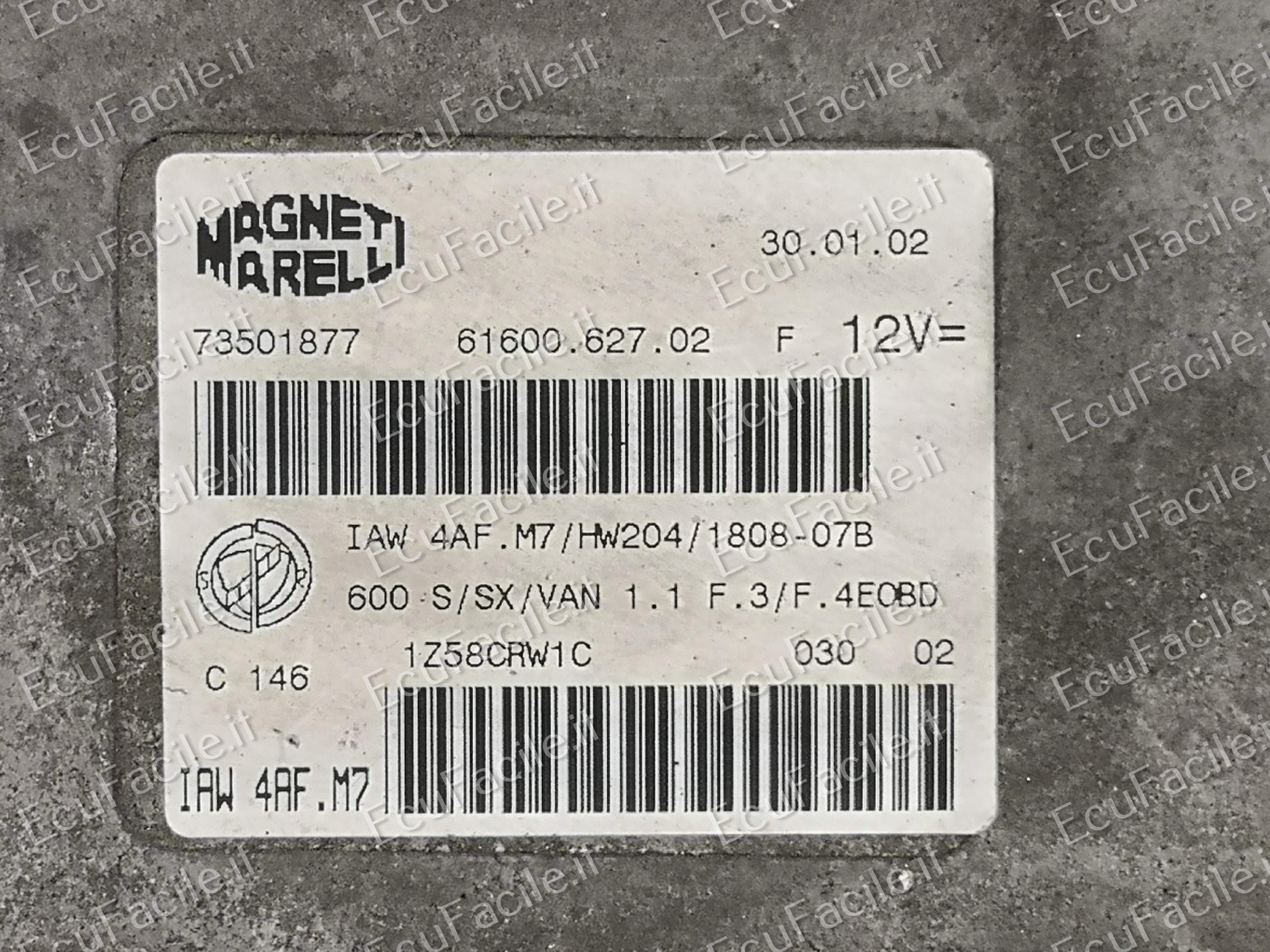 ECU FIAT 600 MPI IAW4AFM7 IAW 4AFM7 73501877 6160062702