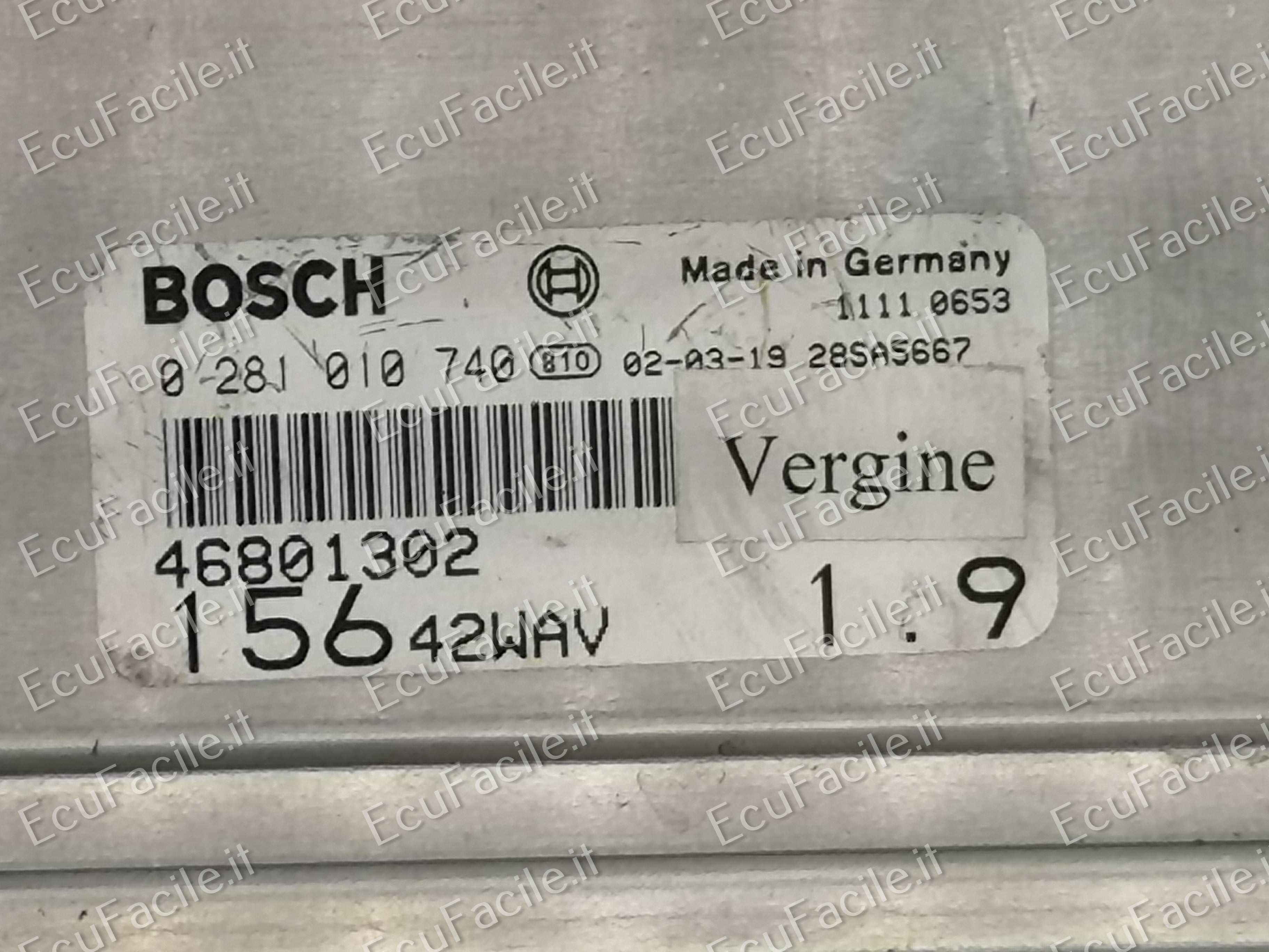 ECU alfa romeo 156 1.9 jtd 115cv bosch cod. 0281010740 EDC 15C7-2.16