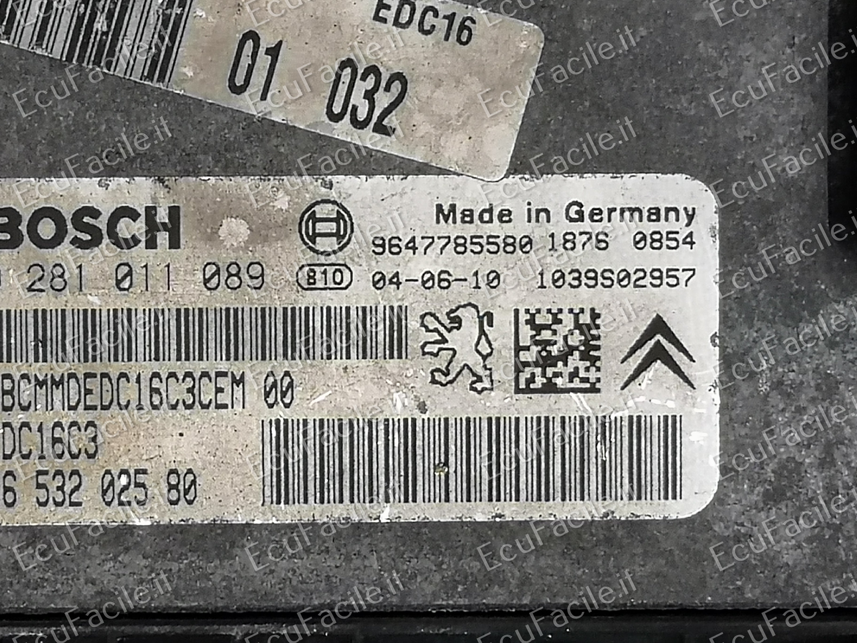 ECU PEUGEOT 206 1.4 TDI BOSCH 0281011089 9653202580 EDC16C3