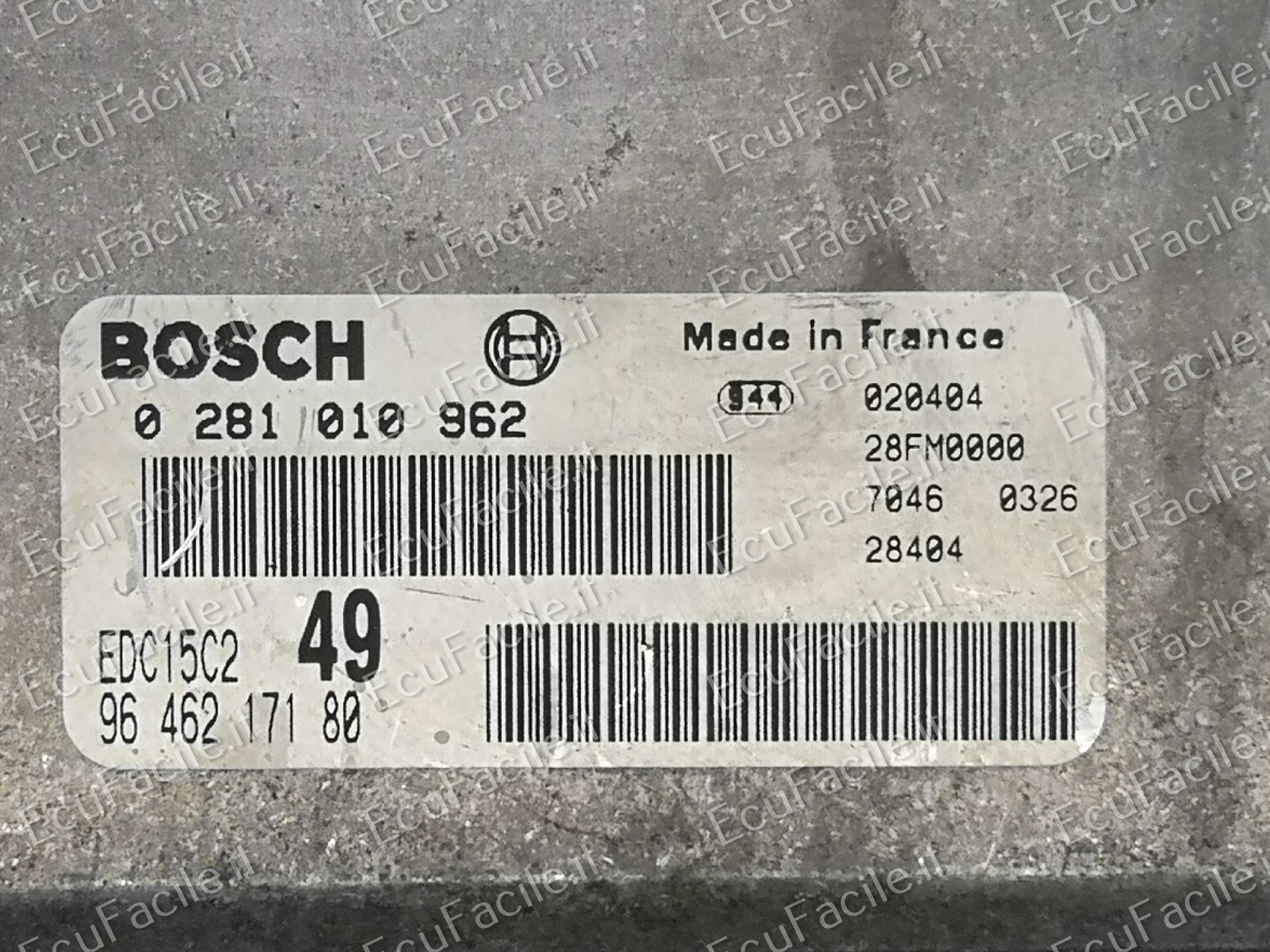 ECU CITROEN XSARA II 2.0 0281010962 9646217180 EDC15C249