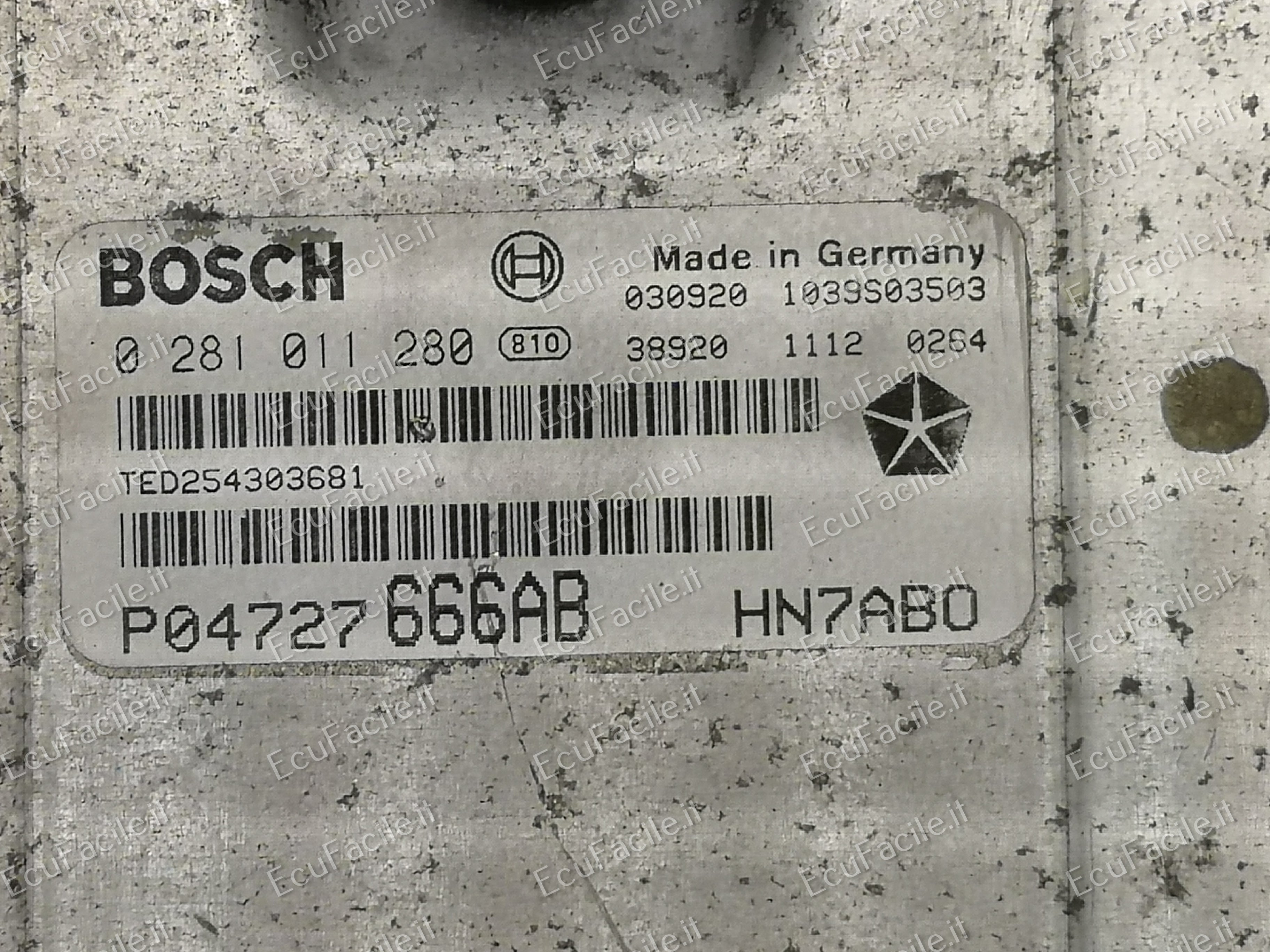ECU 0281011280 CHRYSLER 04727666AB EDC 15C5 VOYAGER 2.5 CRD.