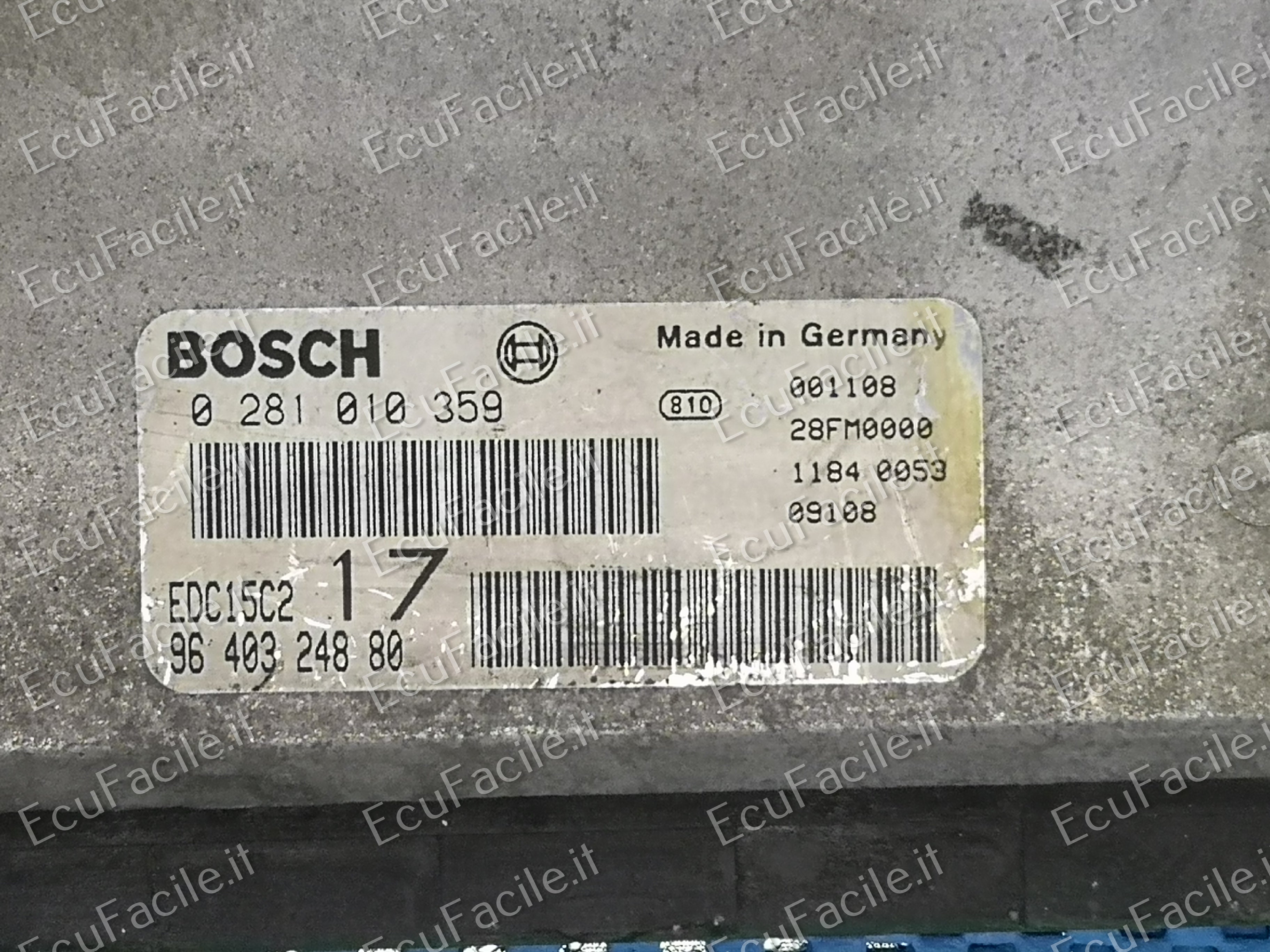 Ecu Citroen Jumpy 2.0cc HDI 0281010359, 9640324880 EDC15C2