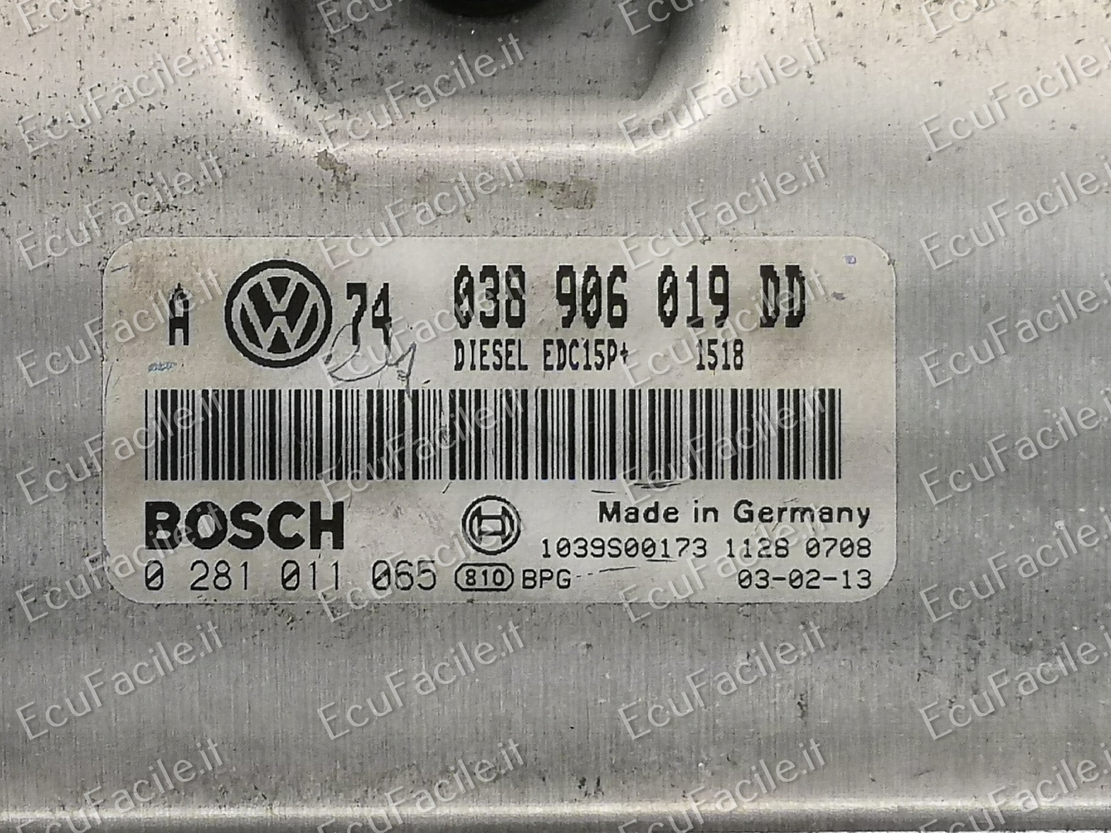 ECU VW VOLKSWAGEN GOLF BORA 1.9 0281011065 038906019DD edc15p+