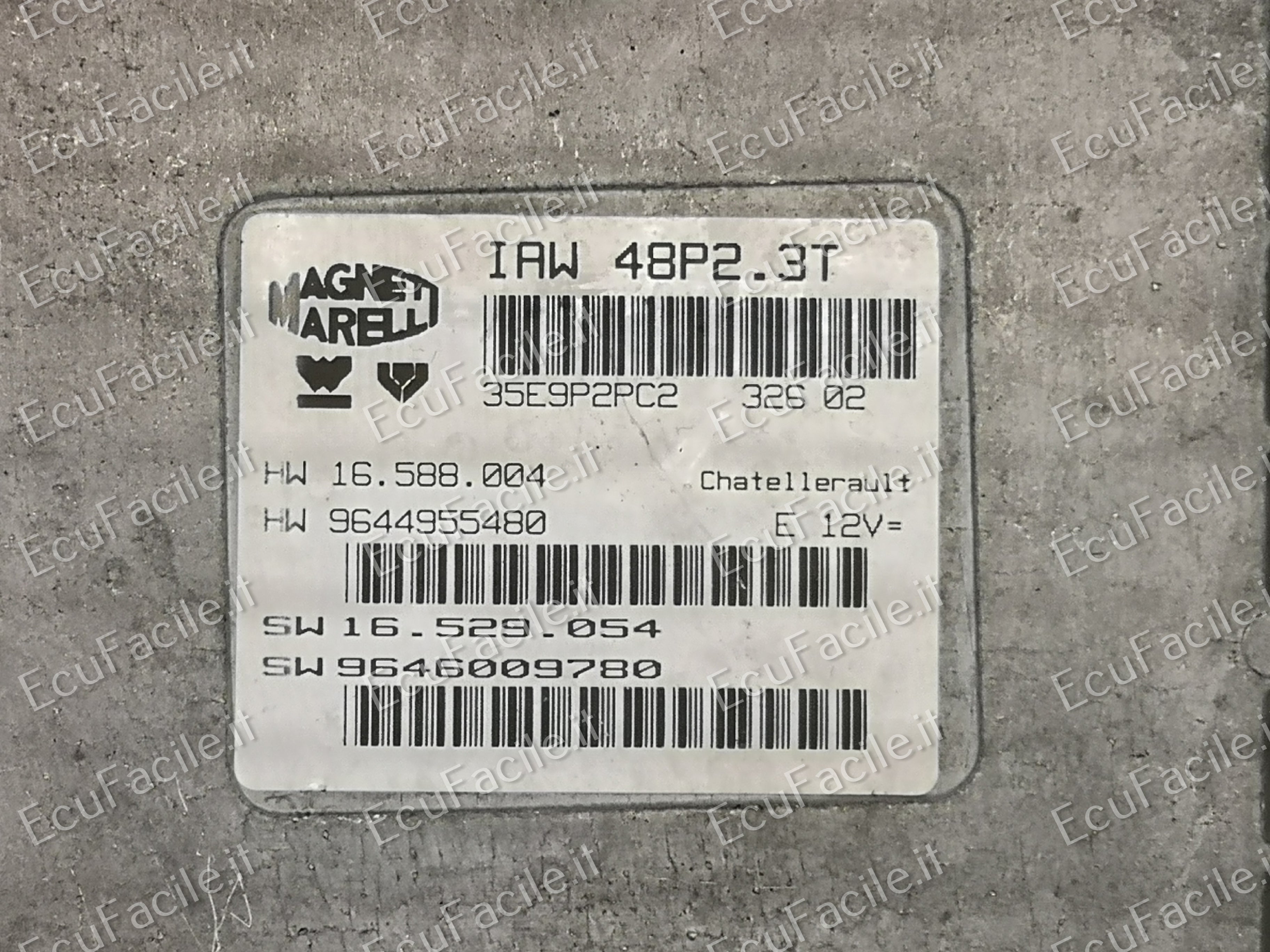 ECU PEUGEOT 206 IAW 48P2.3T HW 9644955480 SW 9646009780