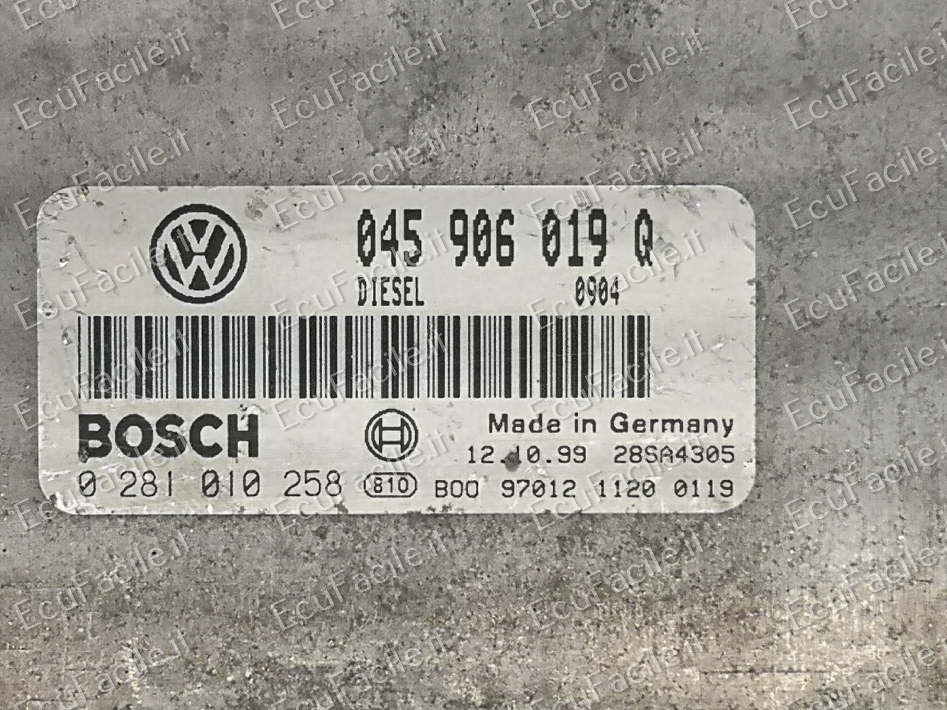 ECU VOLKSWAGEN LUPO 1.2 TDI 0281010258 045906019Q EDC15P-6.4.2