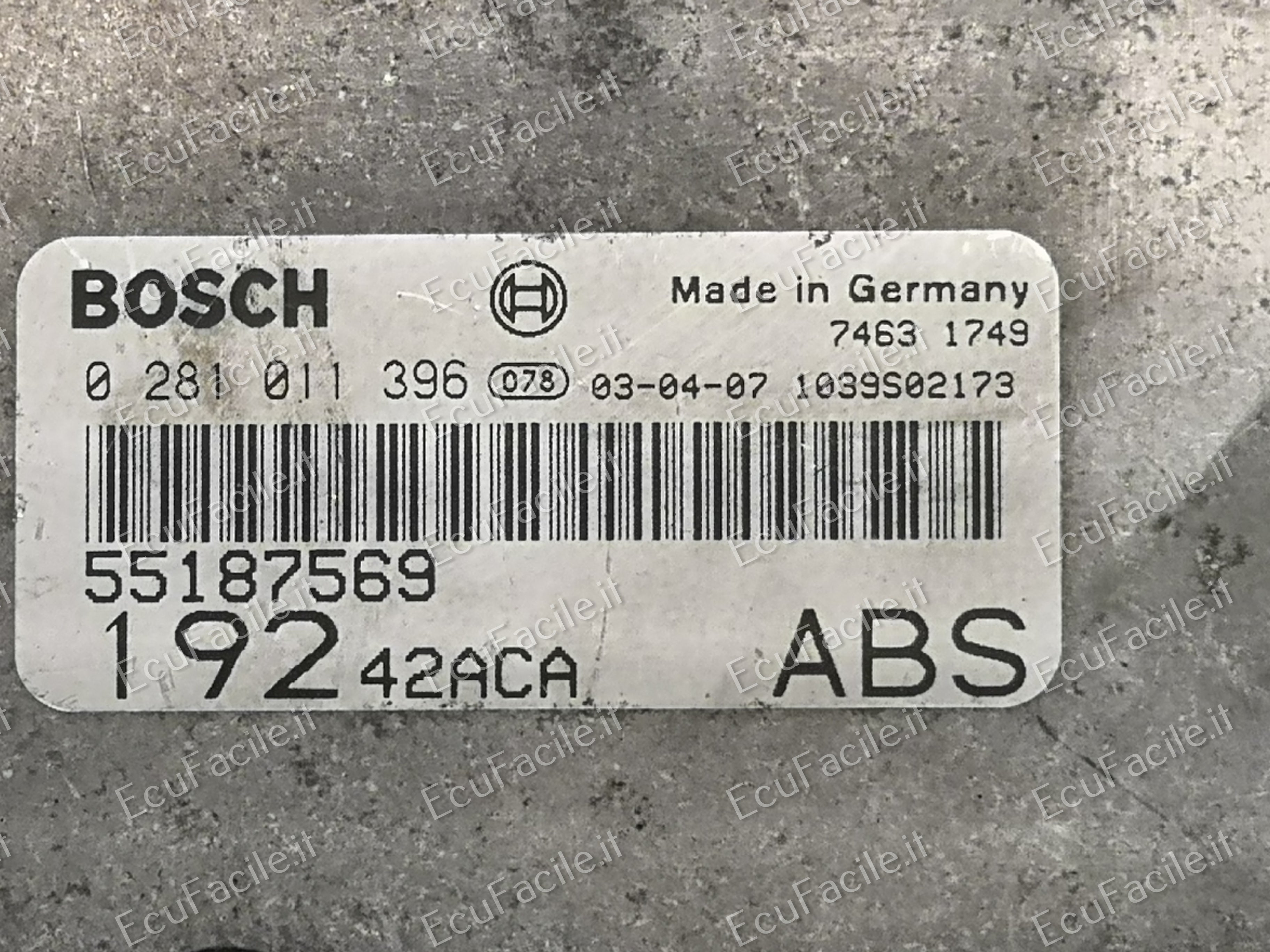 ECU FIAT STILO 1.9 JTD BOSCH 0281011396 55187569 19242ACA ABS