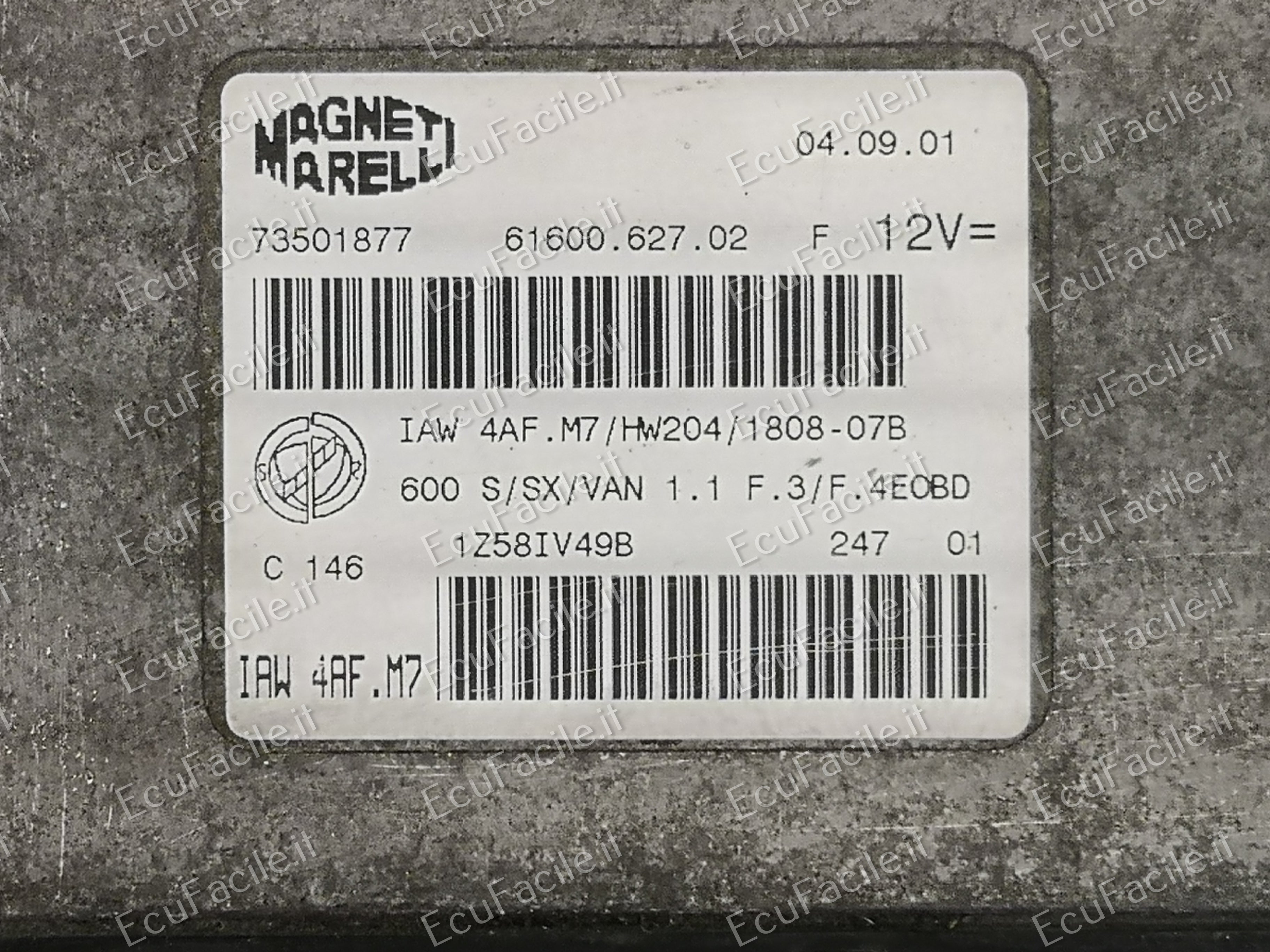 ECU FIAT 600 MPI IAW4AFM7 IAW 4AFM7 73501877 6160062702