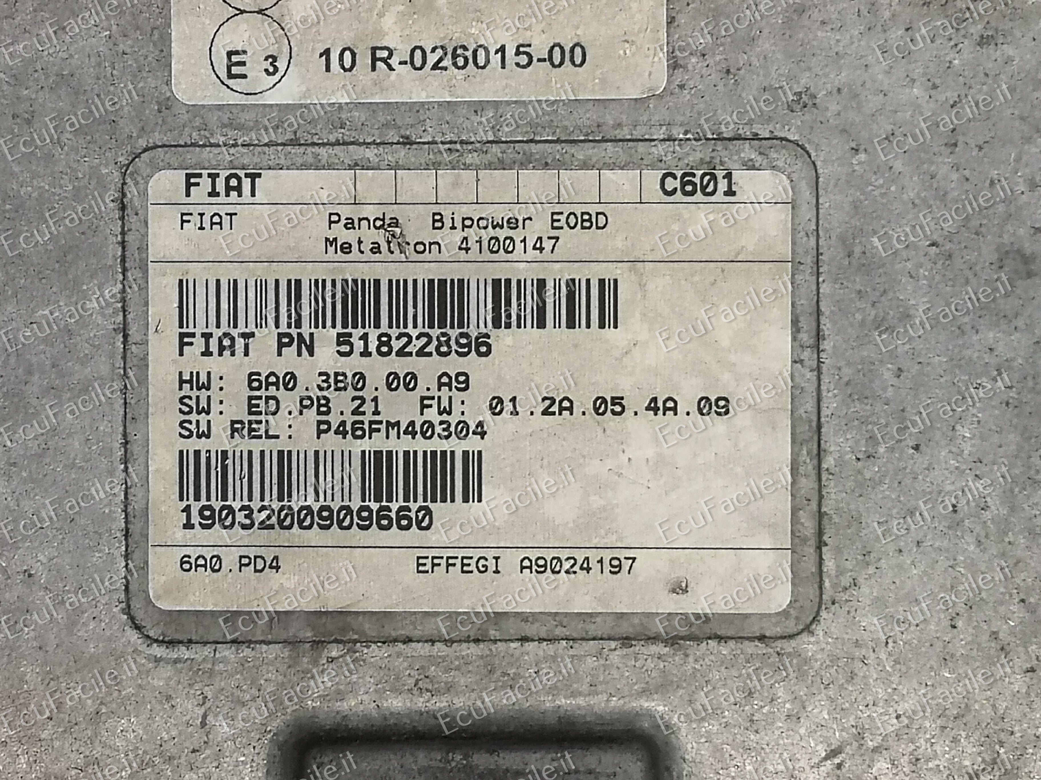 Ecu fiat panda 03 1.2 metatron FIAT NP 51822896 4100147