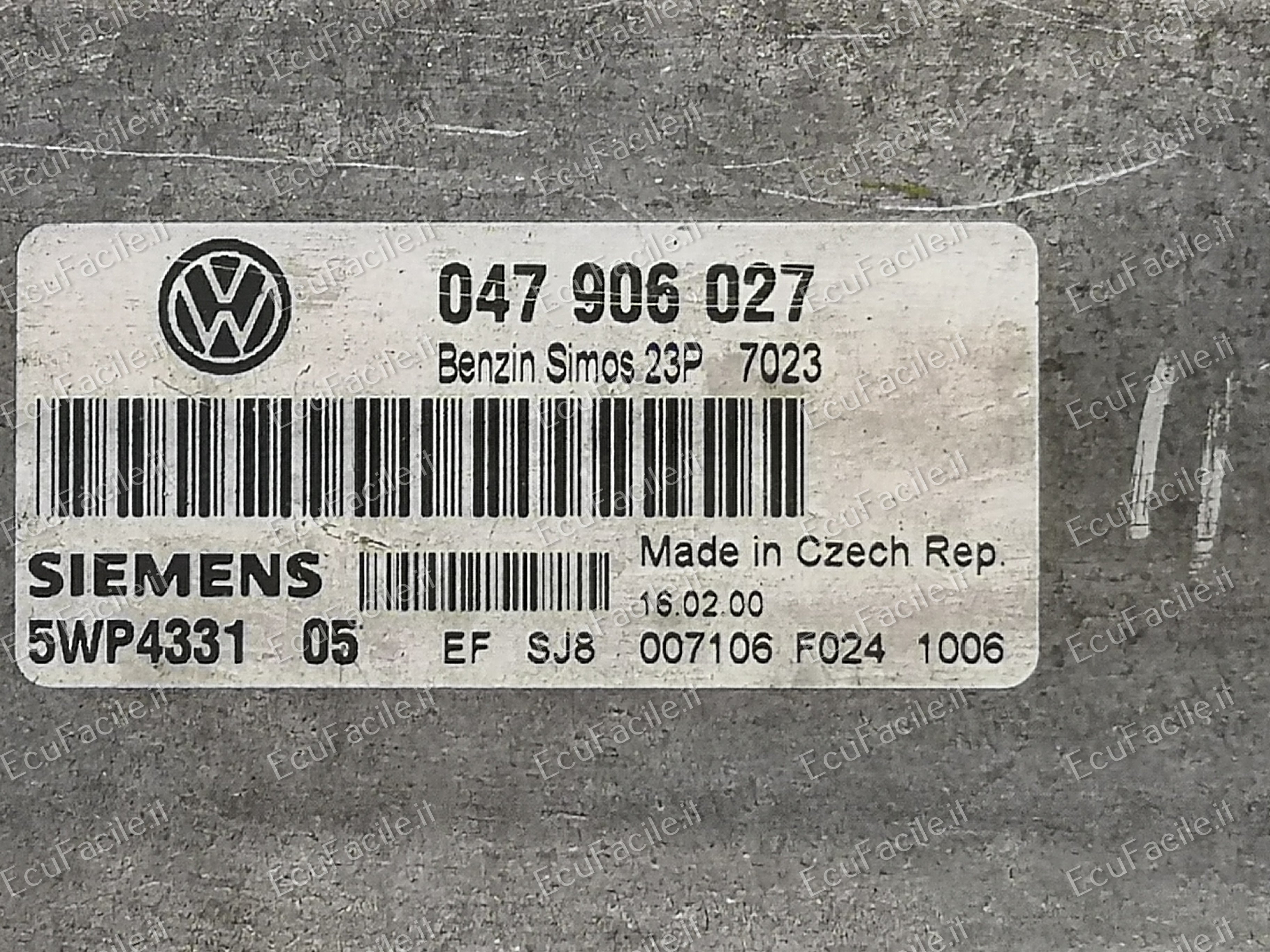 ECU LUPO 1.0 047906027 SIEMENS 5WP433102 5WP433104 5WP433105