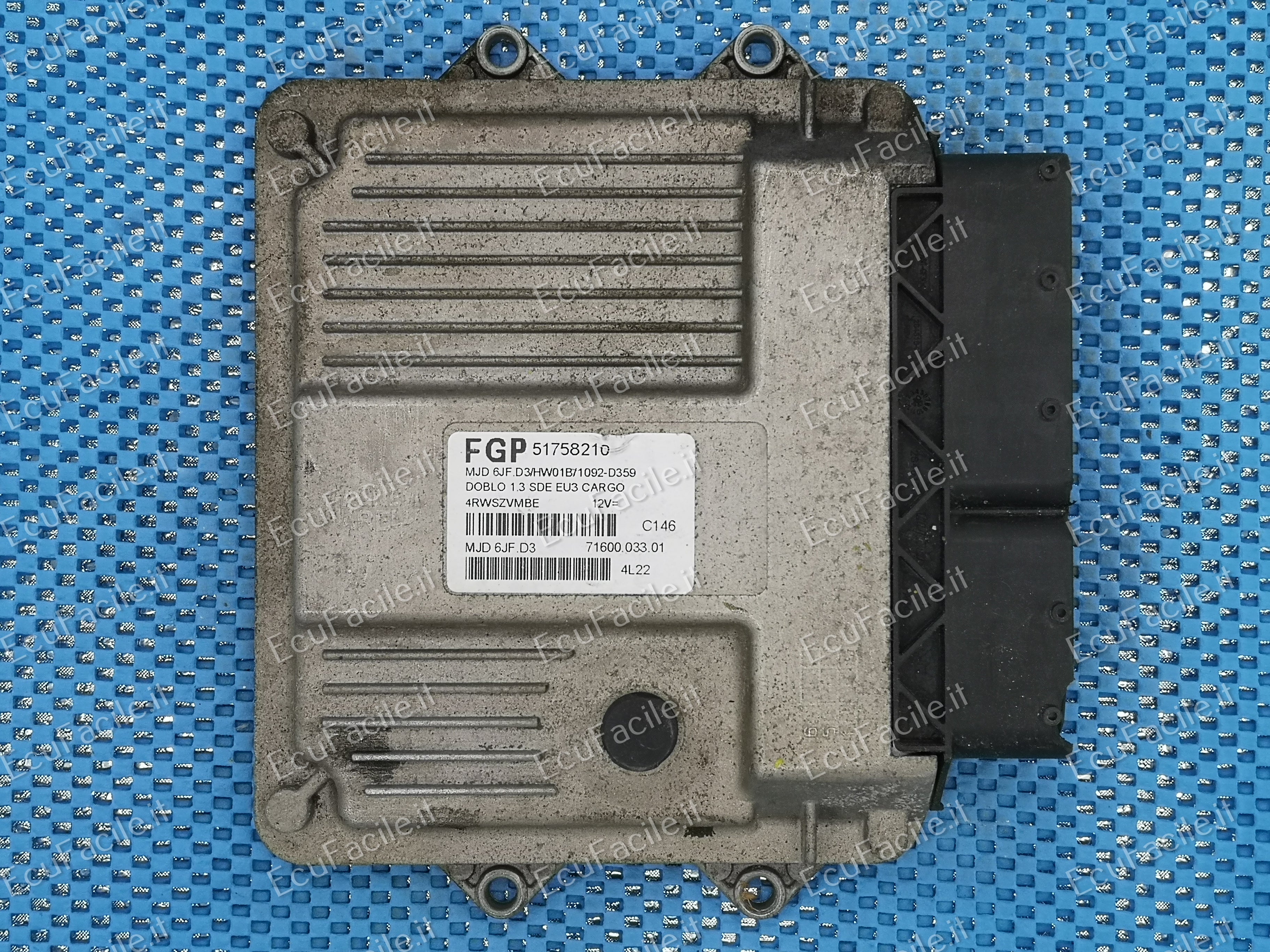 ECU FIAT DOBLO 1.3 JTD MJD 6JF.D3 MJD6JFD3 FGP 51758210