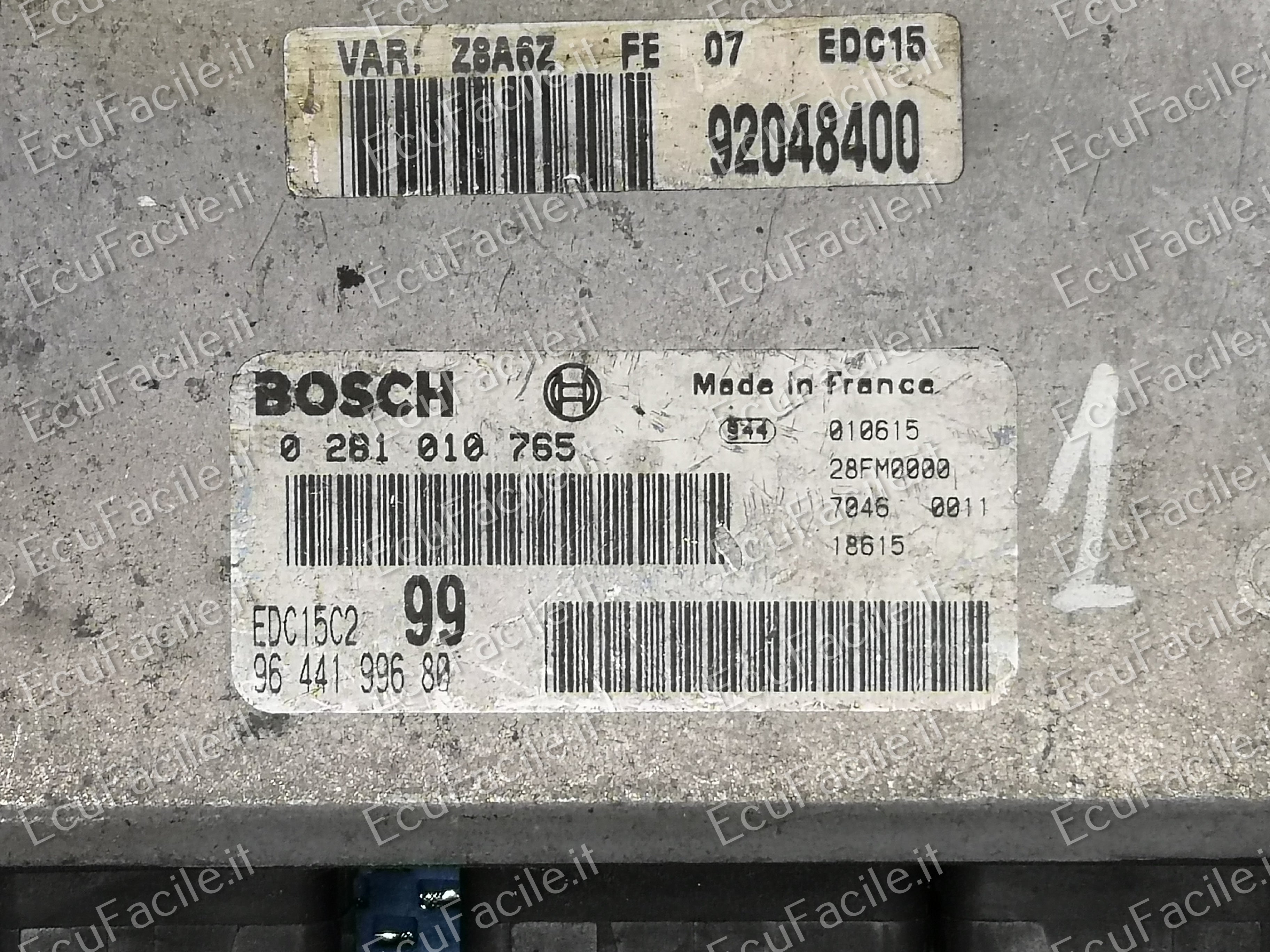ECU PEUGEOT 607 2.2 HDI 0281010765 9644199680. EDC15C2 99