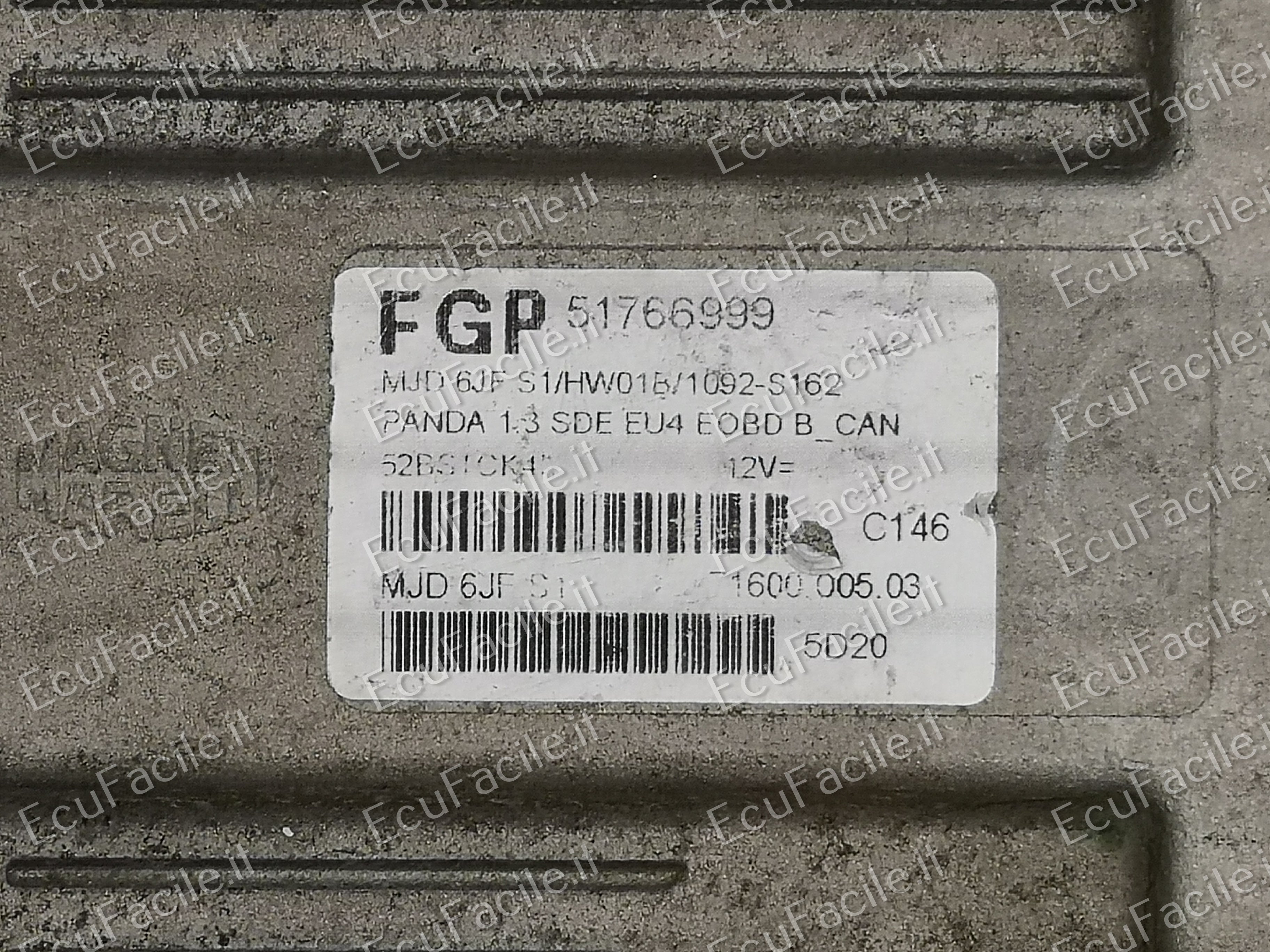 ECU FIAT PANDA 1.3 D 5M 51KW (2005) 51766999 MJD 6JF.S1 188A8000
