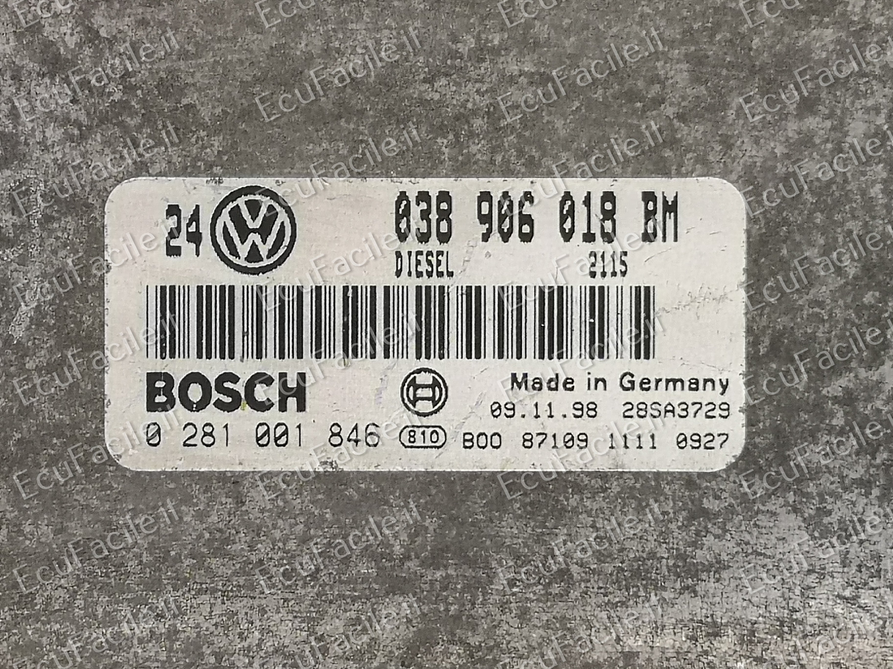Ecu centralina vw golf iv bosch 0281001846 038906018bm EDC15V
