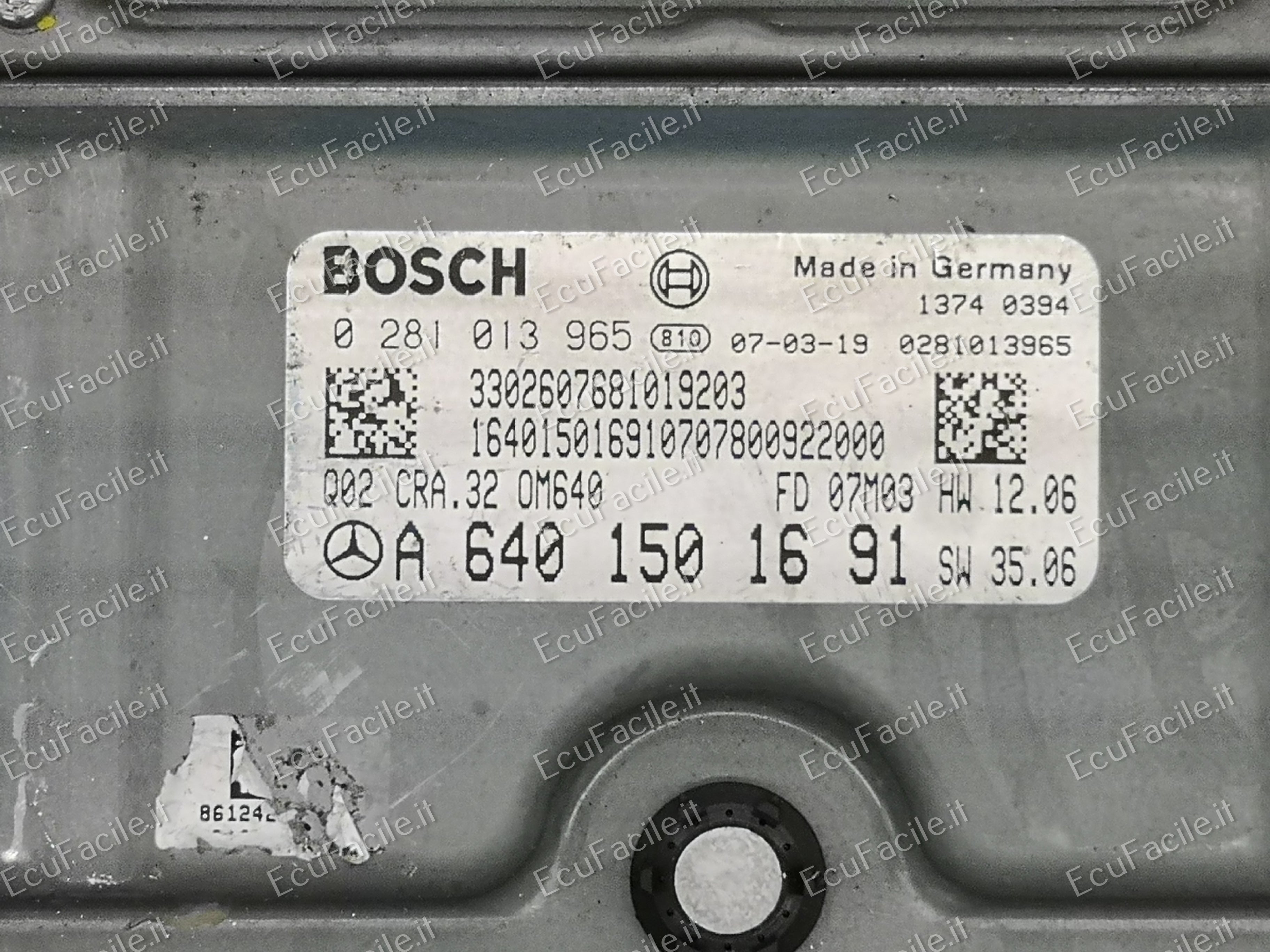 ECU MERCEDES B180 2007 0281013965 A6401501691 6401501691 EDC 16C32-5.32