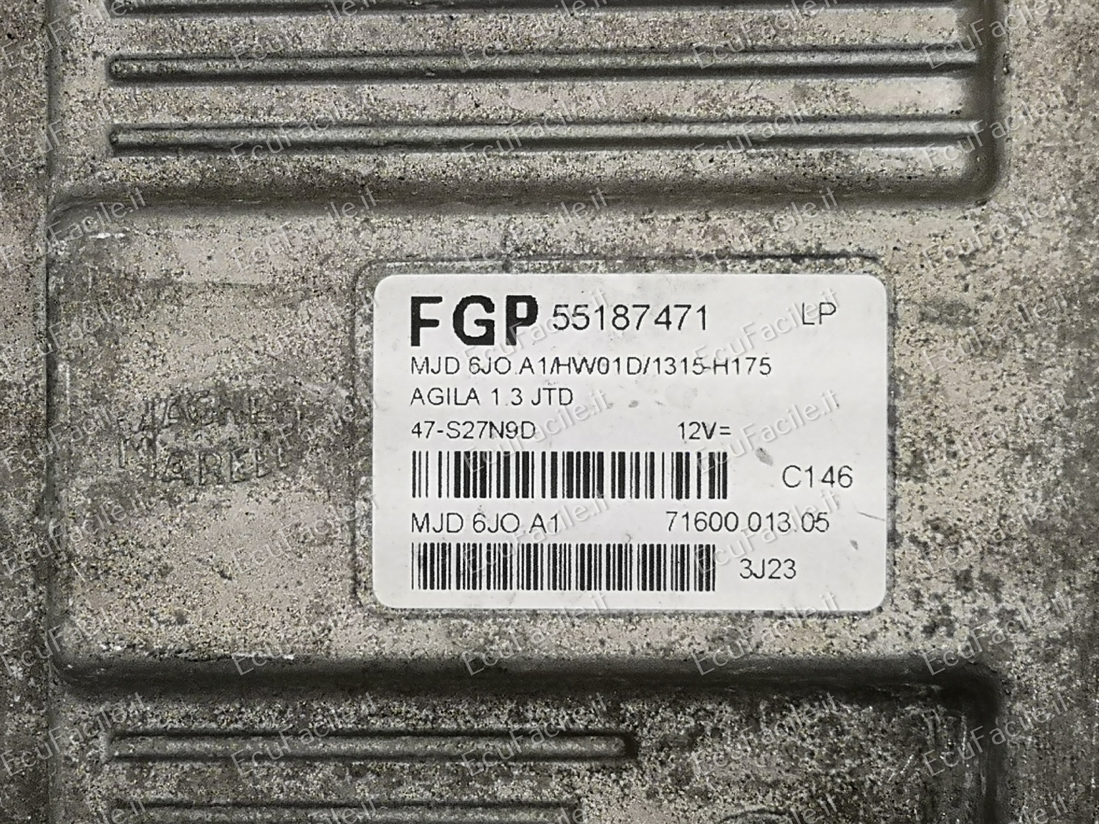 ECU 1.3 CDTI OPEL AGILA 55187471 MJD 6JO.A1 HW01D 1320-H177