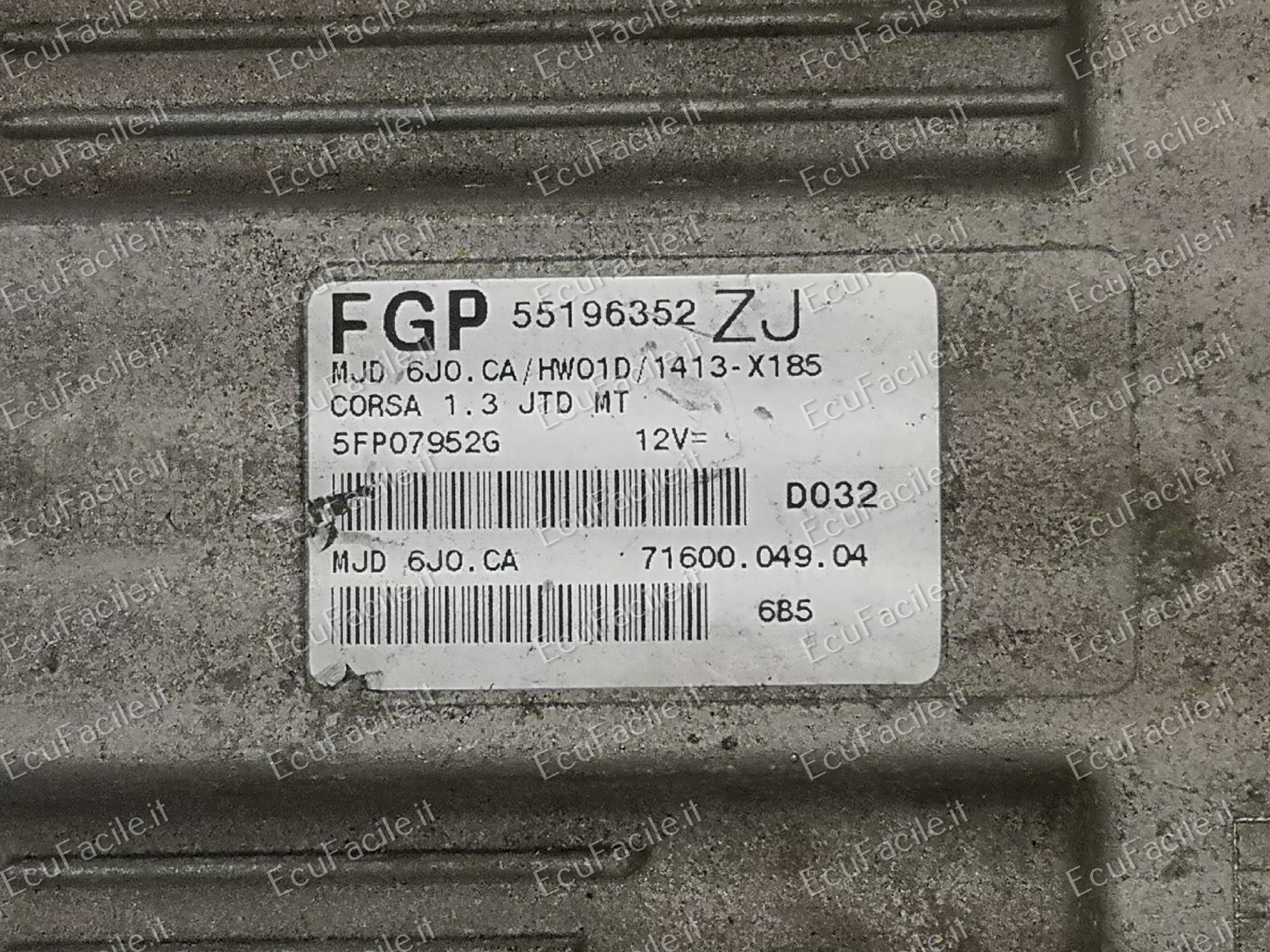 Ecu 55196352zj opel corsa 1.3 jtd MJD 6JO.CA HW01D