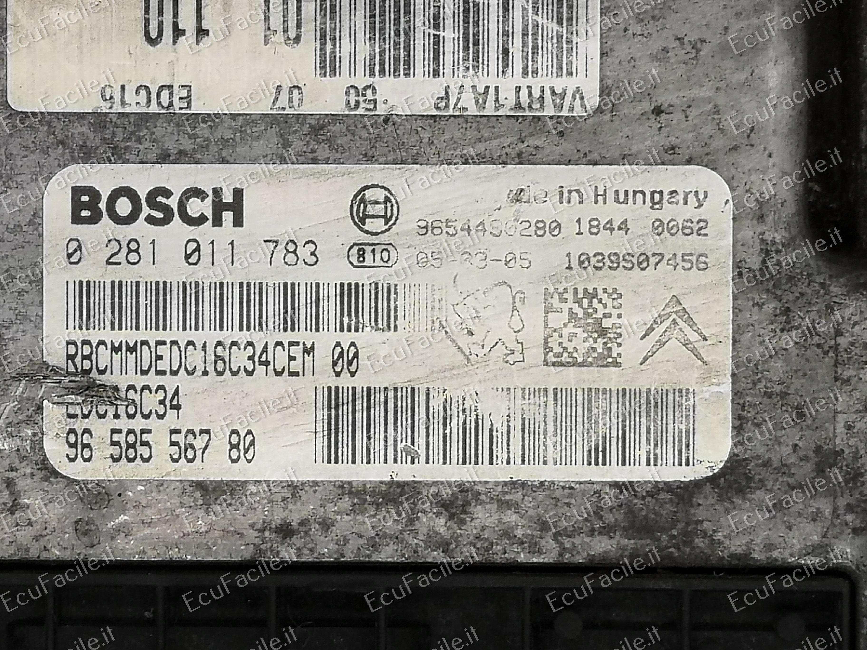 Ecu BOSCH PEUGEOT 206 1.4 0281011783 9654409280 EDC 16C34-2.50