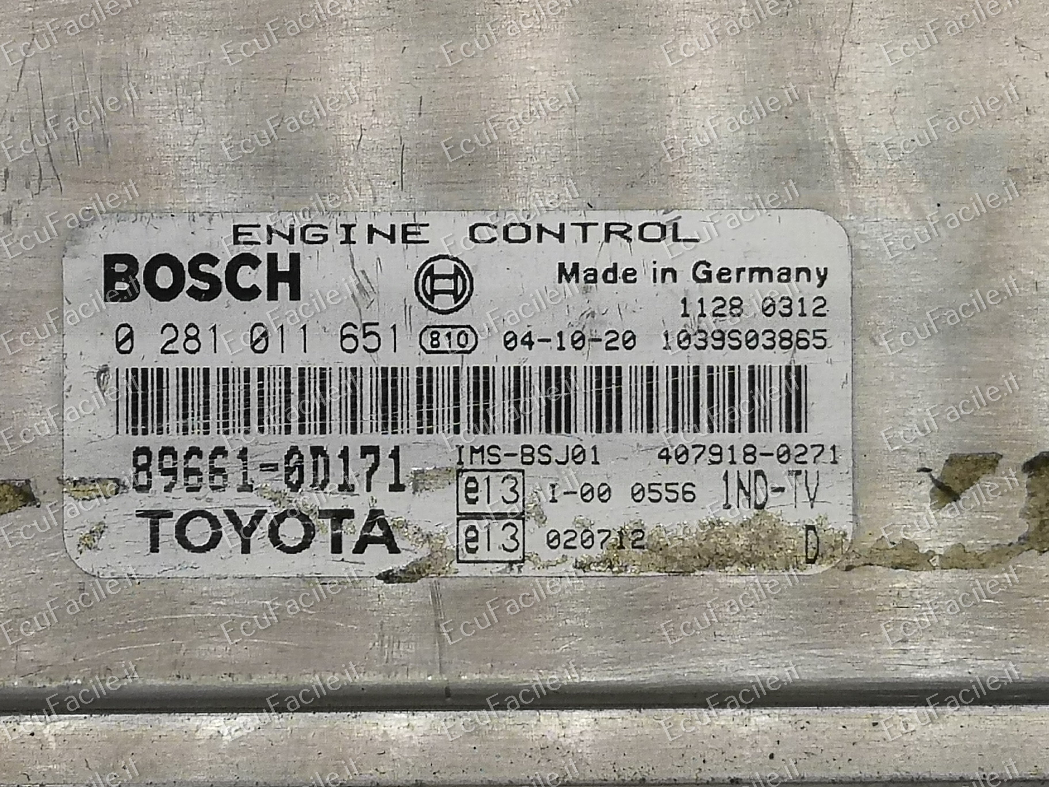 ECU MOTORE 0281011651 896610D171 89661-0D171 TOYOTA EDC 15C9-6.1