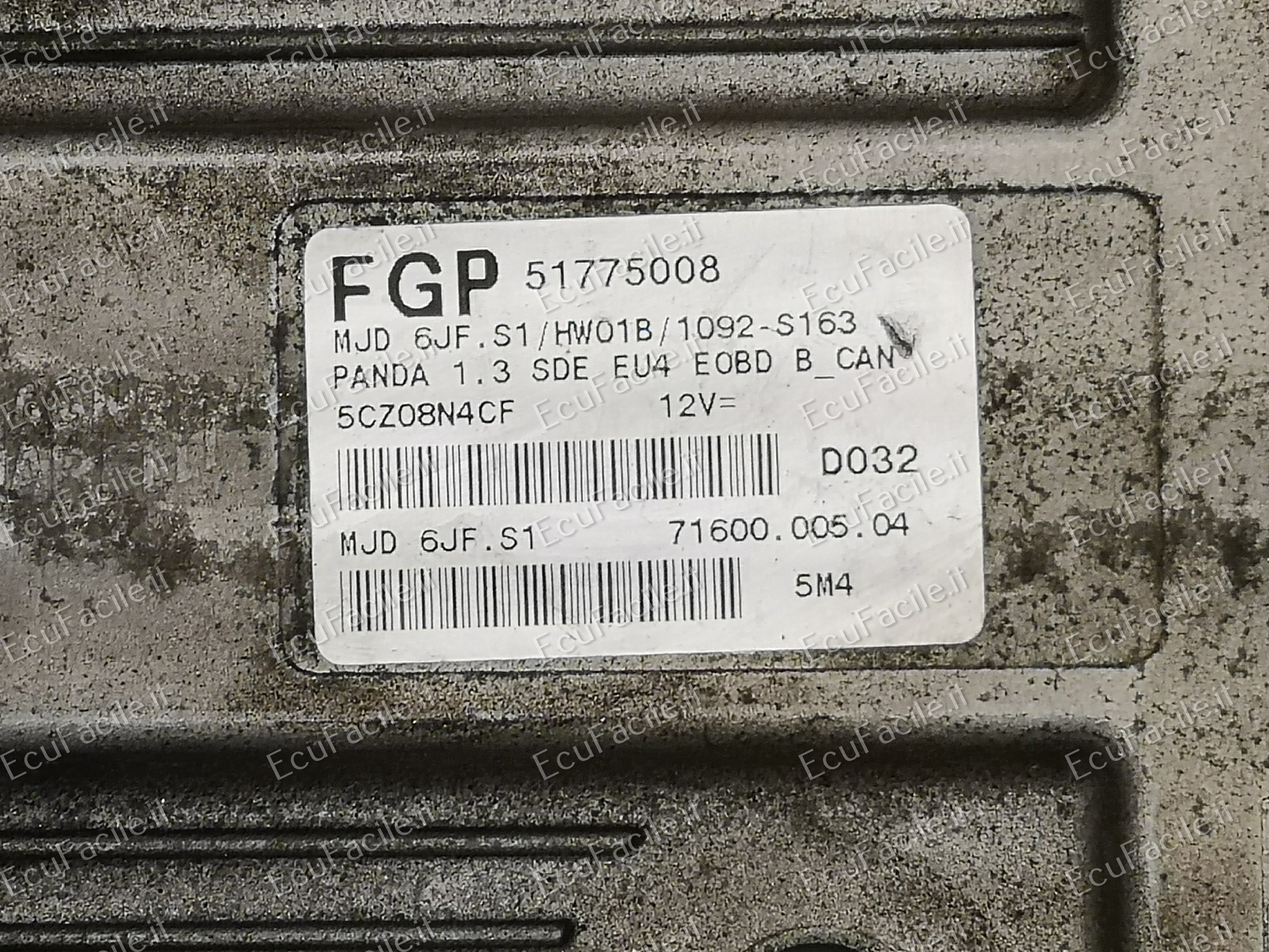 Ecu fiat panda 1.3 51775008 mjd 6jf.s1 hw01b