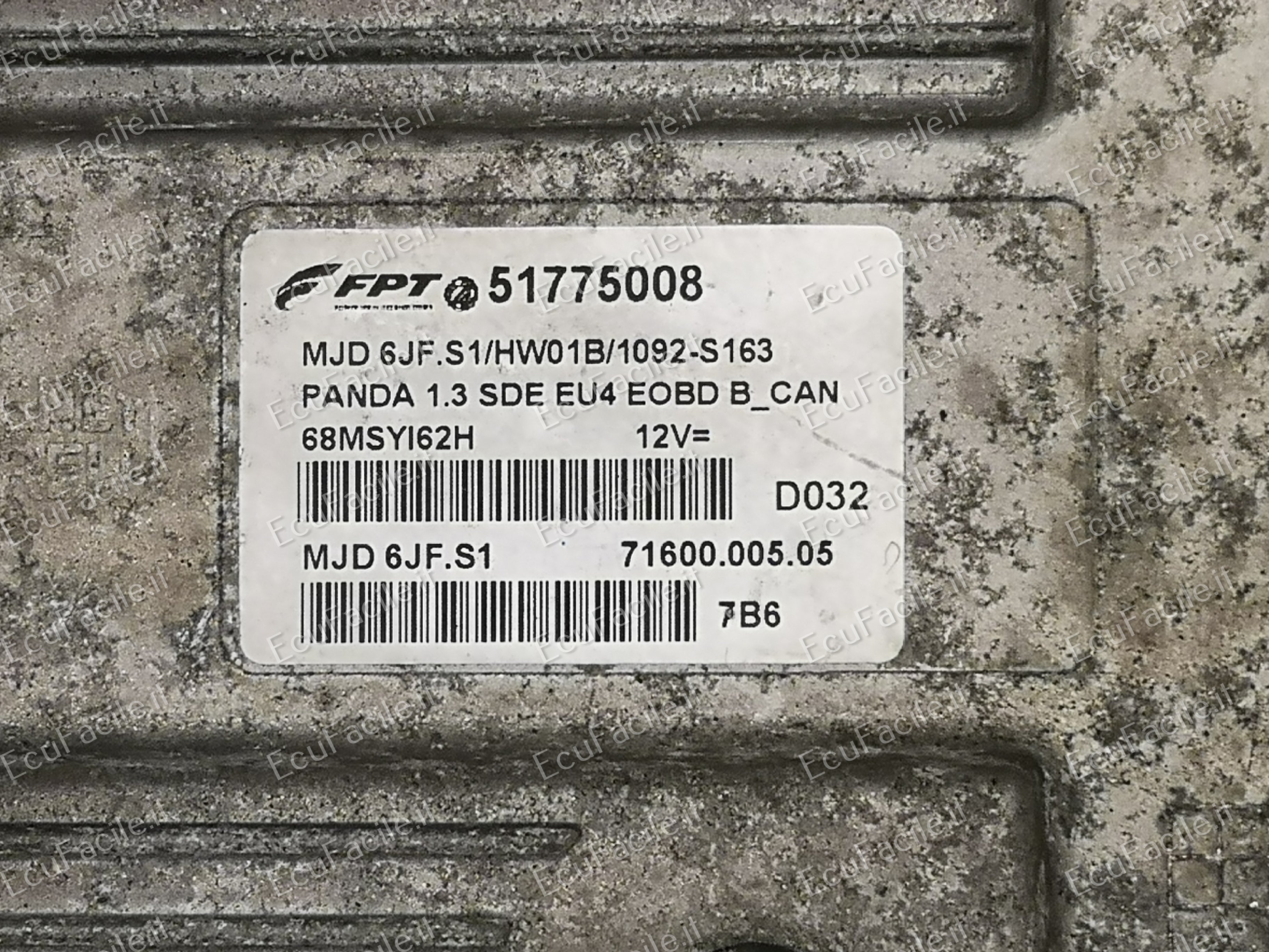 Ecu fiat panda 1.3 51775008 mjd 6jf.s1 hw01b